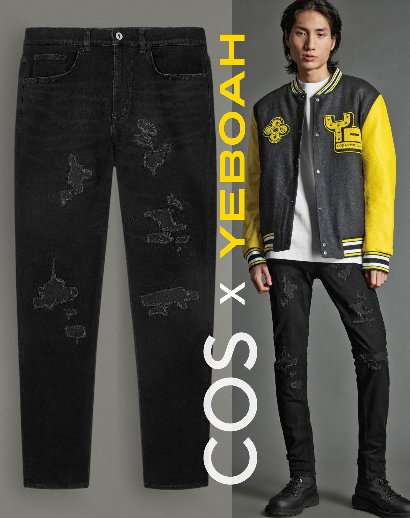 Cos Reece Yeboah Slim Jeans clean black distressed limited edit. Size US 30 / EU 46 - 1 Thumbnail