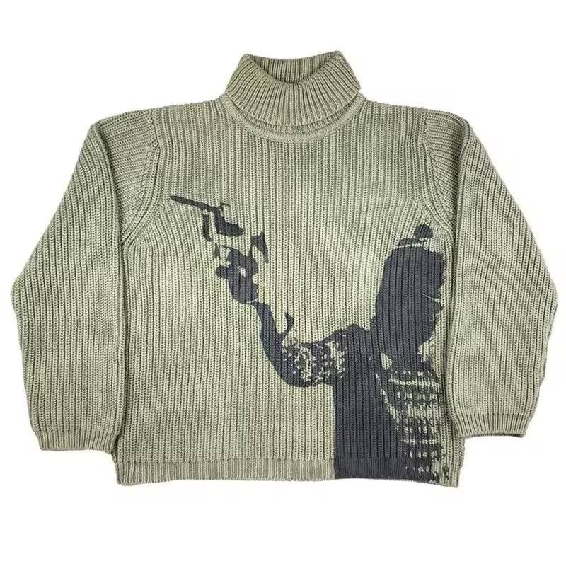 men's high-necked knit sweater