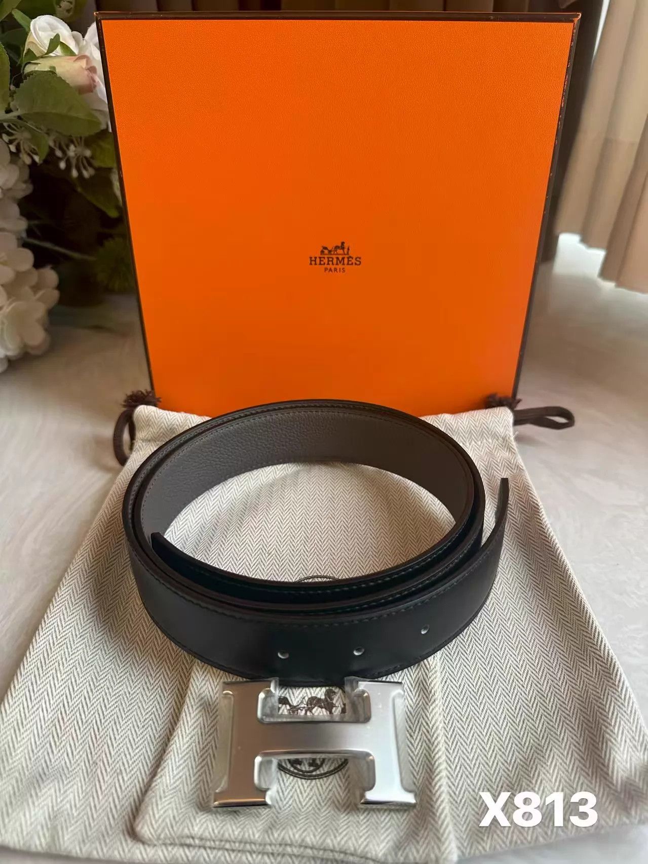 Hermes Hermès 3.2cm B Stamp 90cm Belt X813 New Size ONE SIZE - 1 Thumbnail