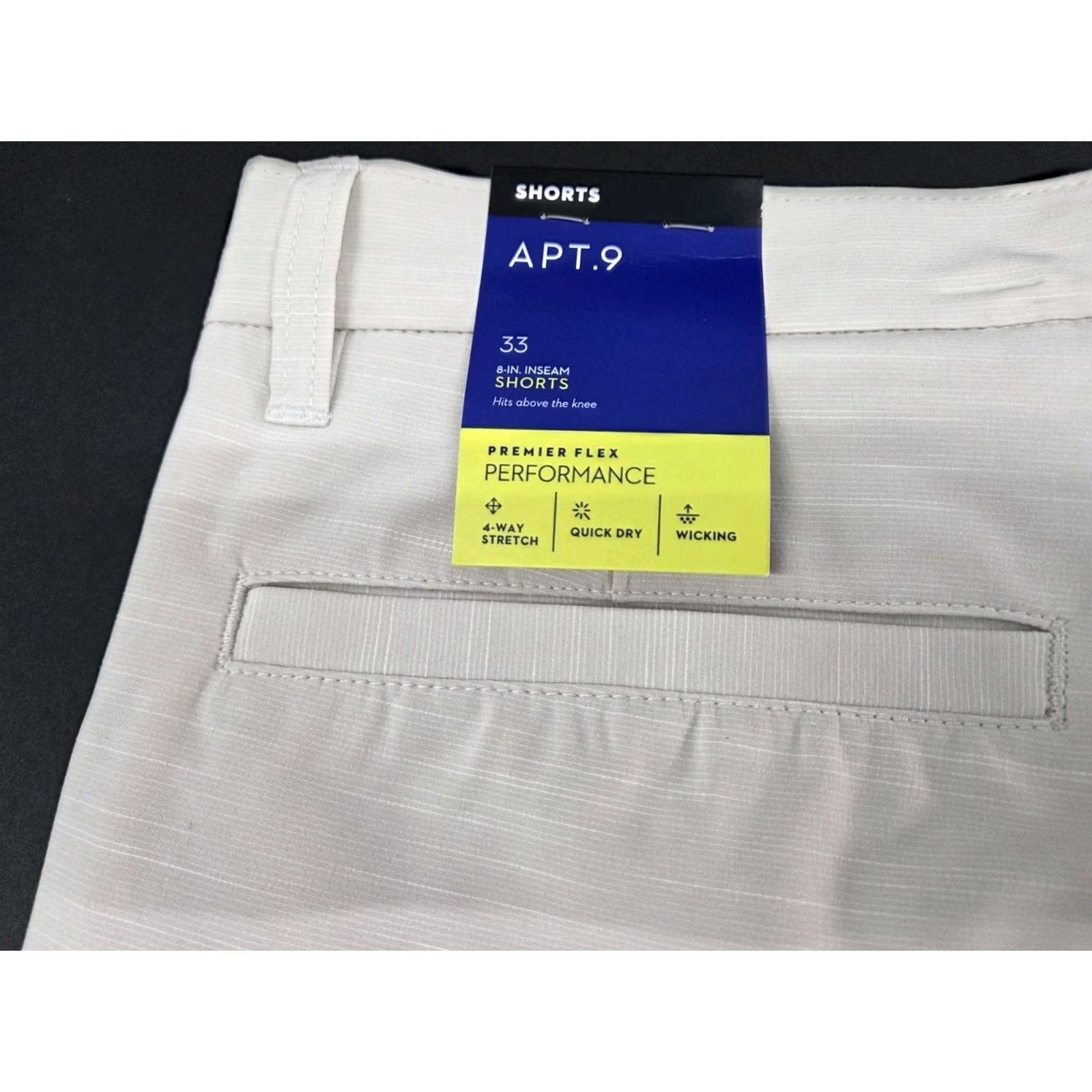Apt. 9 NWT Apt. 9 Mens Beige Premier Flex Performance Tech Short 33 Chino Regular 8in Inseam Beige Moisture Wicking Quick Dry Pockets Zipper Button Size US 33 - 5 Thumbnail