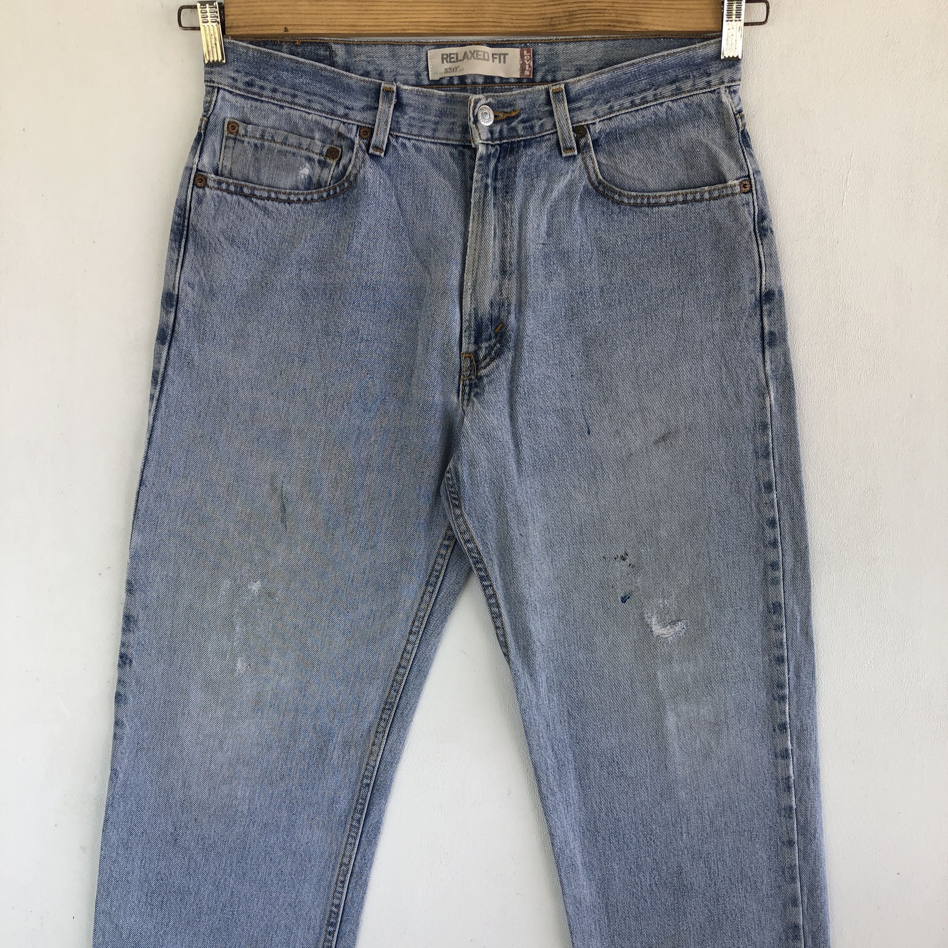 Levi's Vintage Levis 550 Sunfaded Jeans Light Wash Distressed Denim Size US 32 / EU 48 - 3 Thumbnail