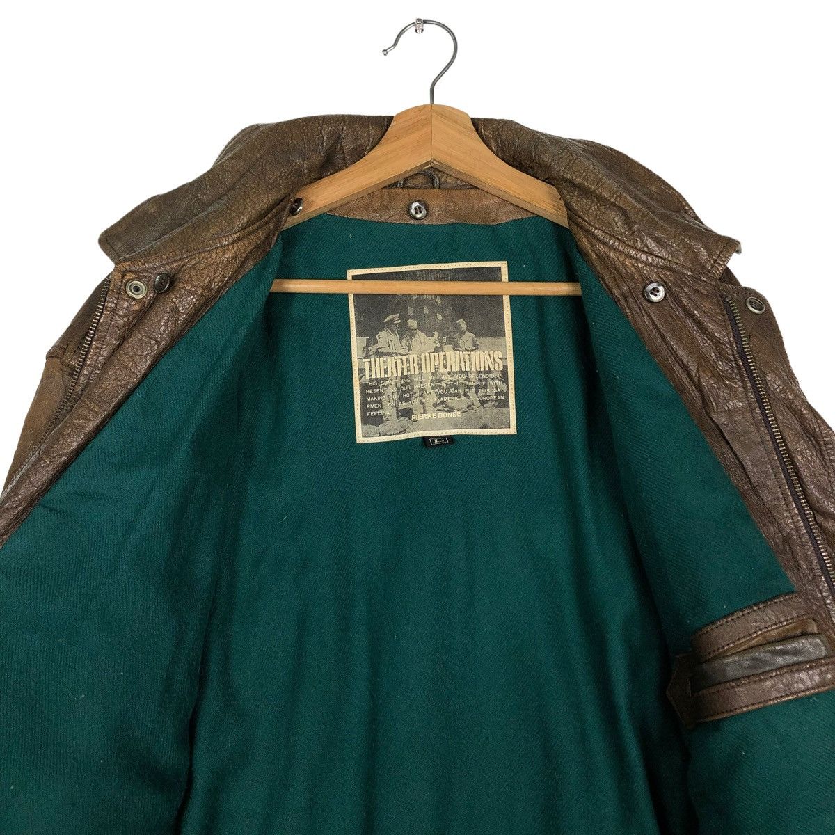 Japanese Brand 🔥VINTAGE FLY LEATHER JACKET MILITARY PIERRE BONEE USA Size US L / EU 52-54 / 3 - 14 Thumbnail