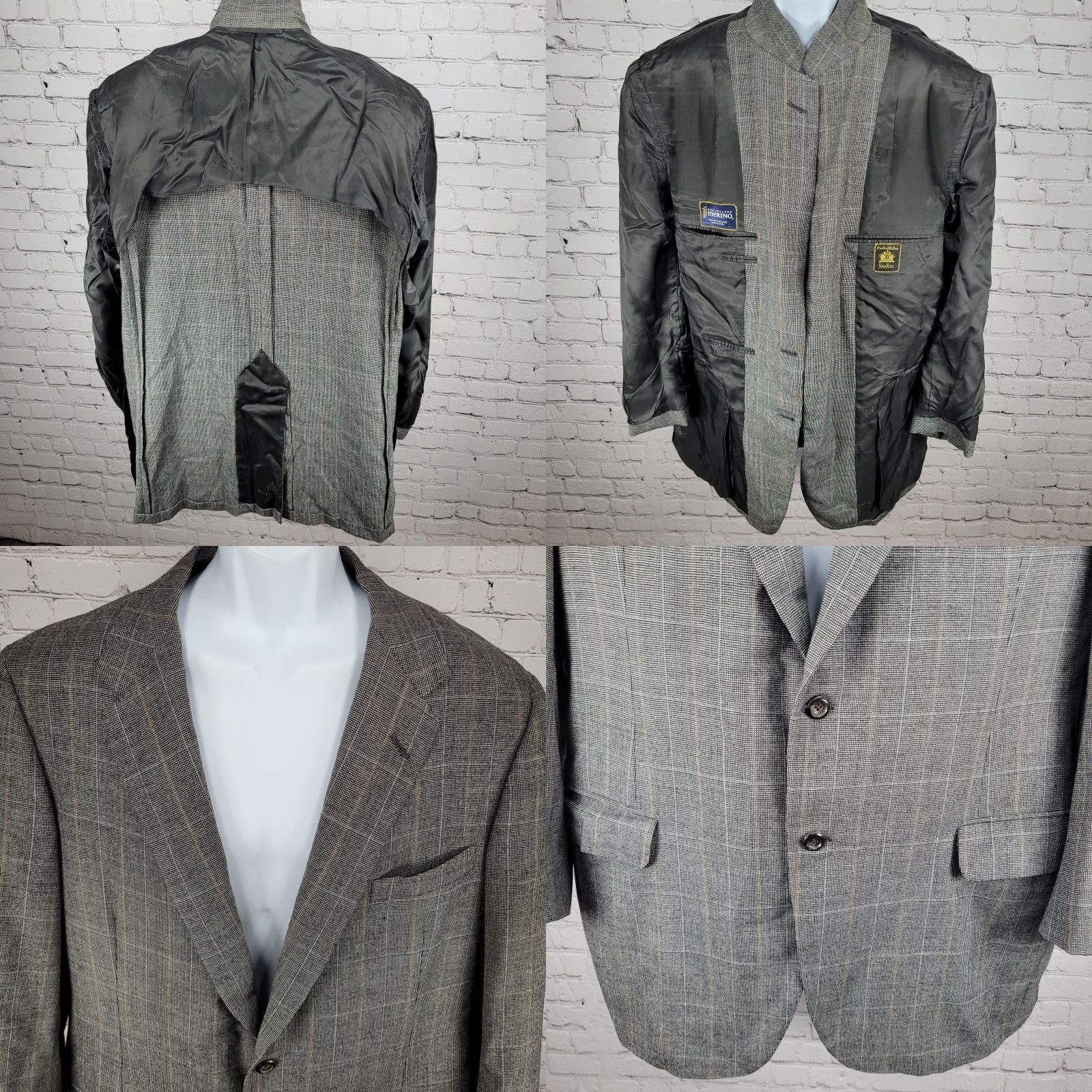 Neiman Marcus VINTAGE Neiman Marcus Oxxford Clothes Men Blazer Size 46L Wool Check Pattern Business Casual Formal Size 46R - 8 Thumbnail