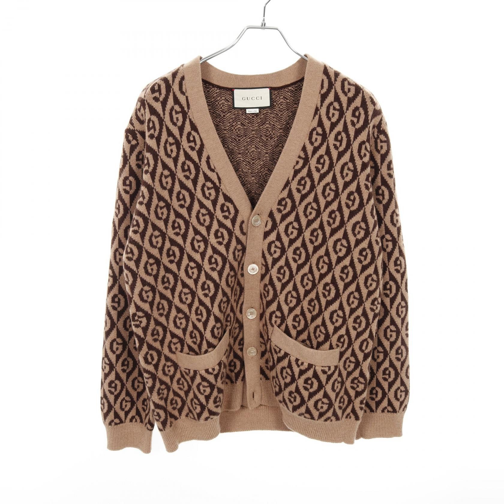 Gucci Gucci Gucci G RAMBUS Wool Cardigan Natural Material Tops 595511 Size ONE SIZE - 1 Thumbnail