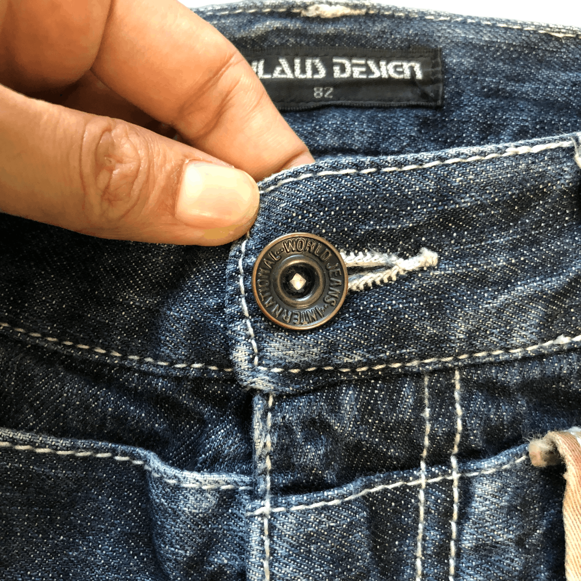 Japanese Brand NYLOUS DESIGN LIMITED EDITION DOUBLE WAIST DENIM #5982-216 Size US 31 - 6 Thumbnail