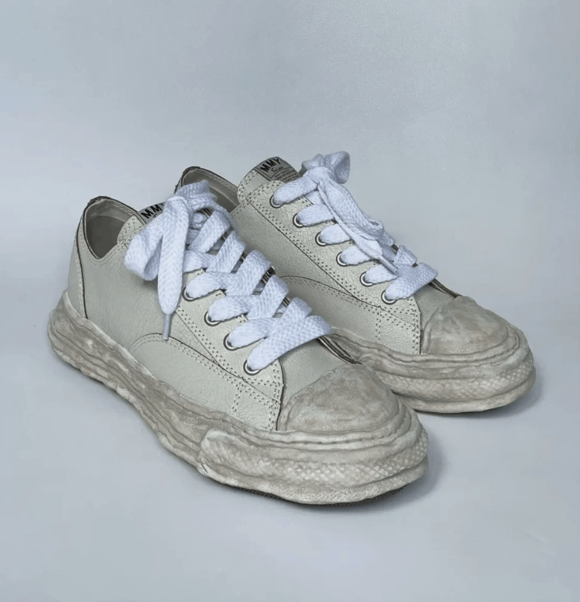 Maison MIHARA YASUHIRO Cream Cracked Leather ‘Peterson’ Sneakers Size US 10 / EU 43 - 16 Thumbnail