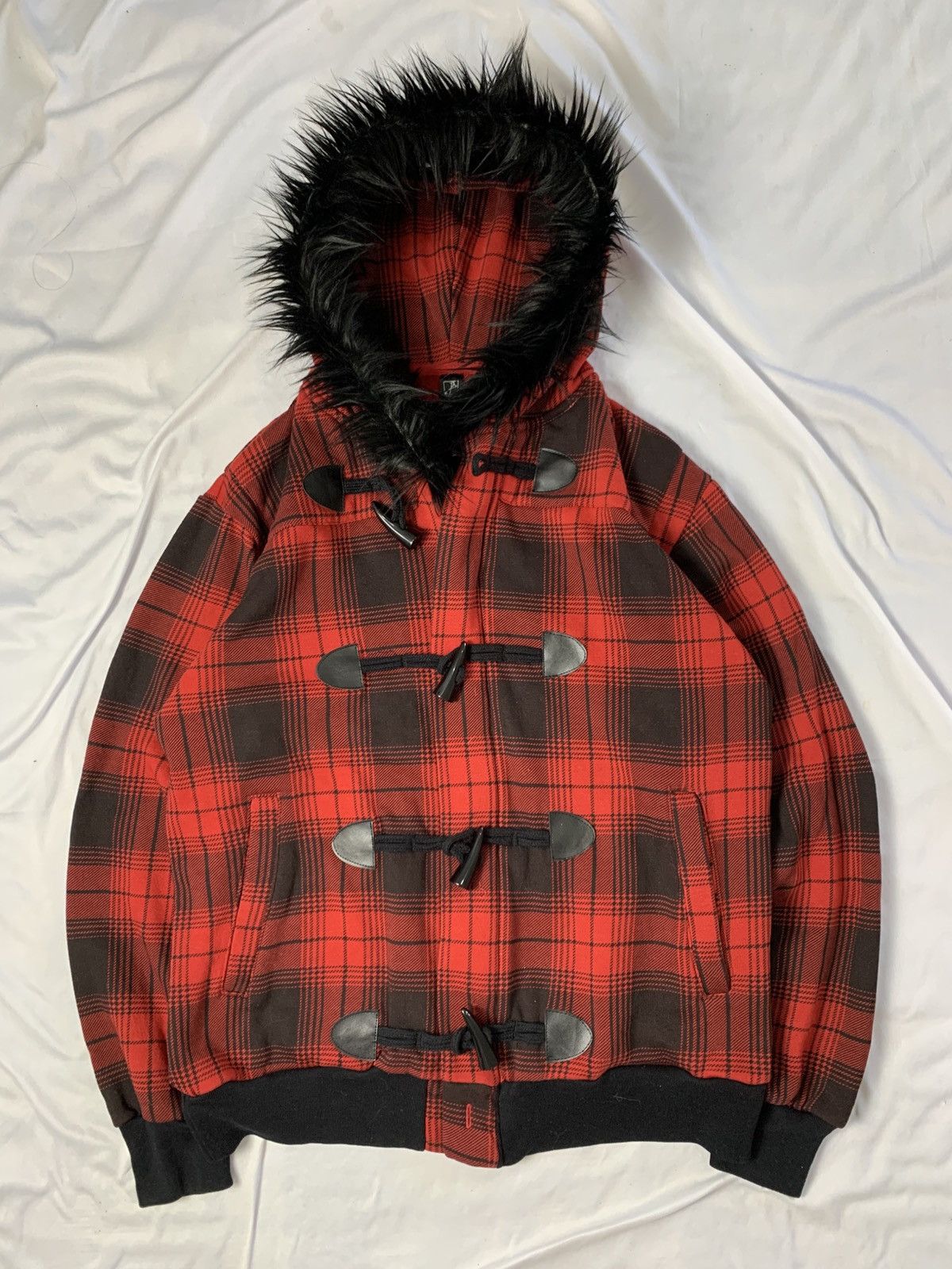 GOSTAR DE FUGA Fur hoodie tartan fireman punk grunge Size US M / EU 48-50 / 2 - 1 Thumbnail