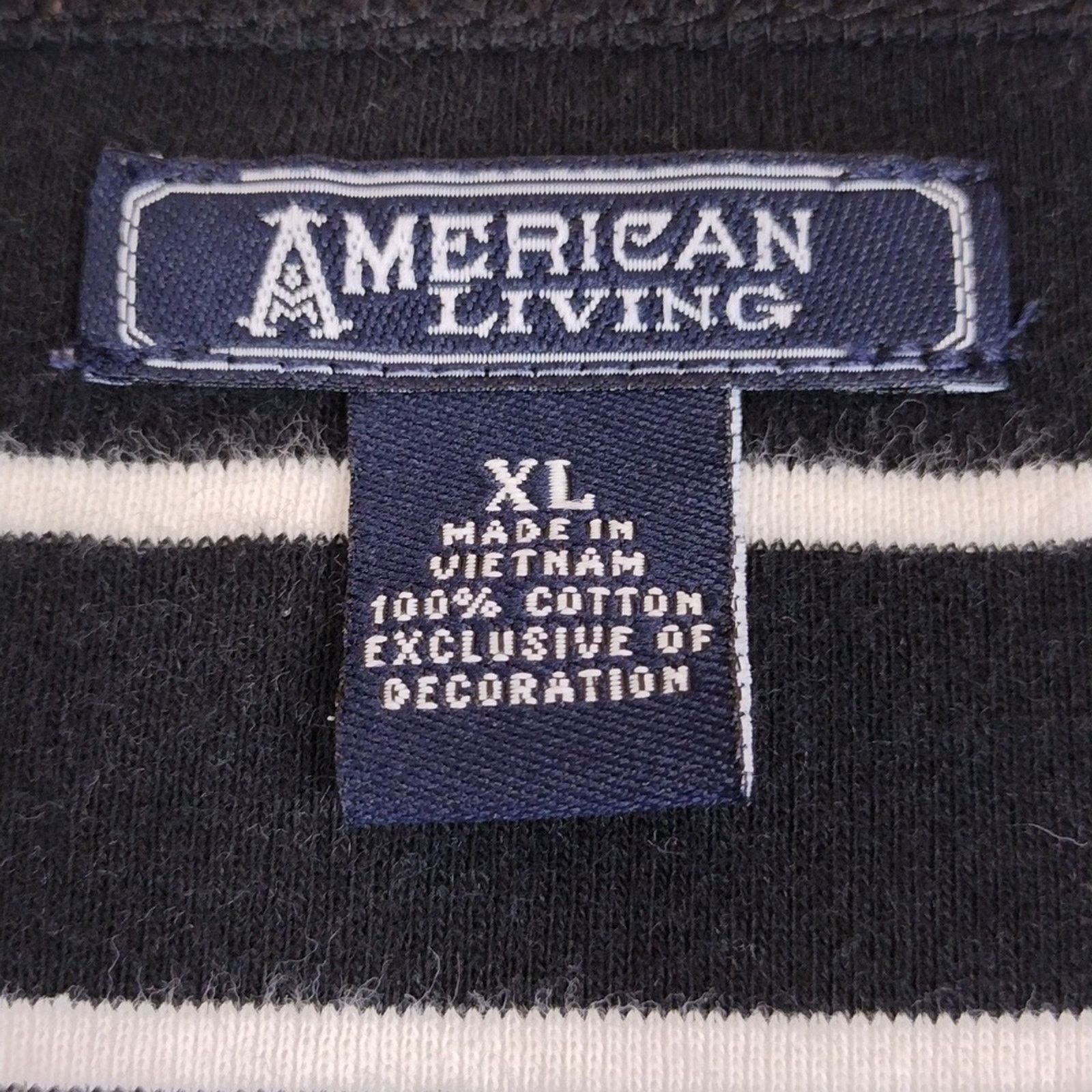 Other American Living Black White Striped Cotton Stretchy Shirt Size XL / US 12-14 / IT 48-50 - 4 Thumbnail