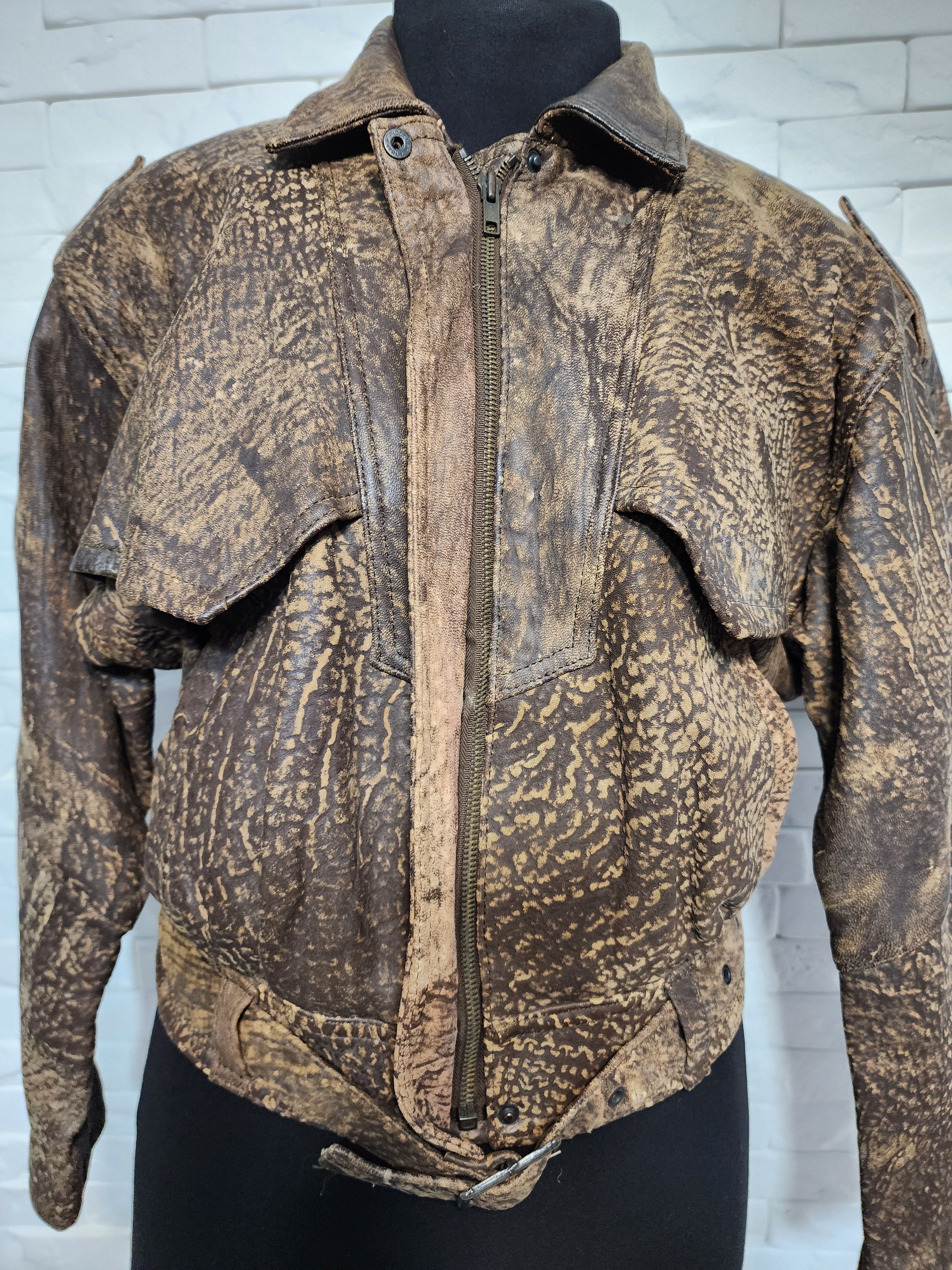 Other Brown Leather Cropped Jacket: Women's Belted Design Size M / US 6-8 / IT 42-44 - 4 Thumbnail