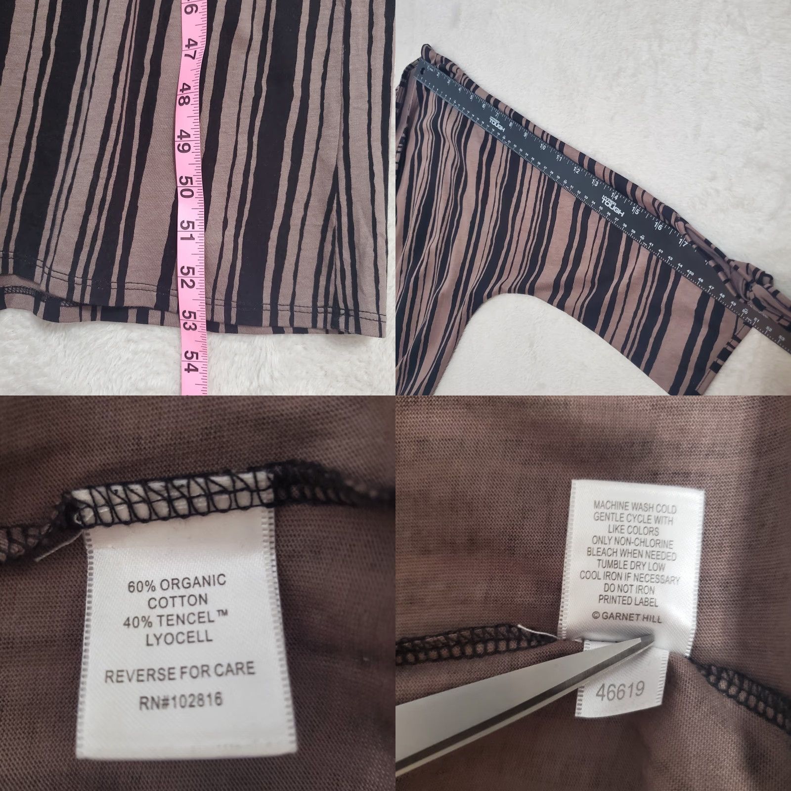 Vintage Garnet Hill Midi Dress Women M Brown Striped Organic Cotton Knit Jersey Stretch Size M / US 6-8 / IT 42-44 - 8 Thumbnail