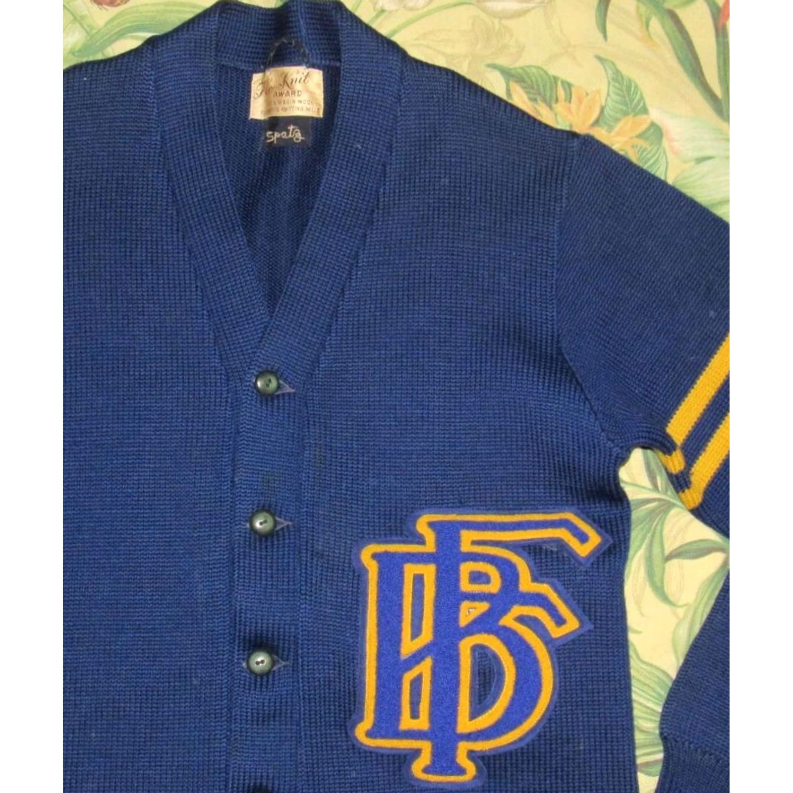 Vintage Vtg 60s FLORENCE KNITTING MILLS Wool Varsity Cardigan Sweater M/L Mens Blue Wool Varsity Letterman Cardigan Sweater Size US M / EU 48-50 / 2 - 2 Thumbnail