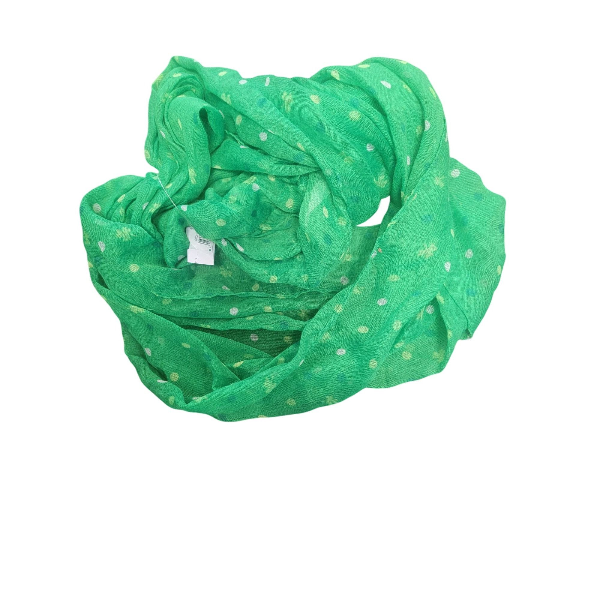 Other Green Infinity Scarf With White Polka Dots & Floral Pattern Size ONE SIZE - 4 Thumbnail