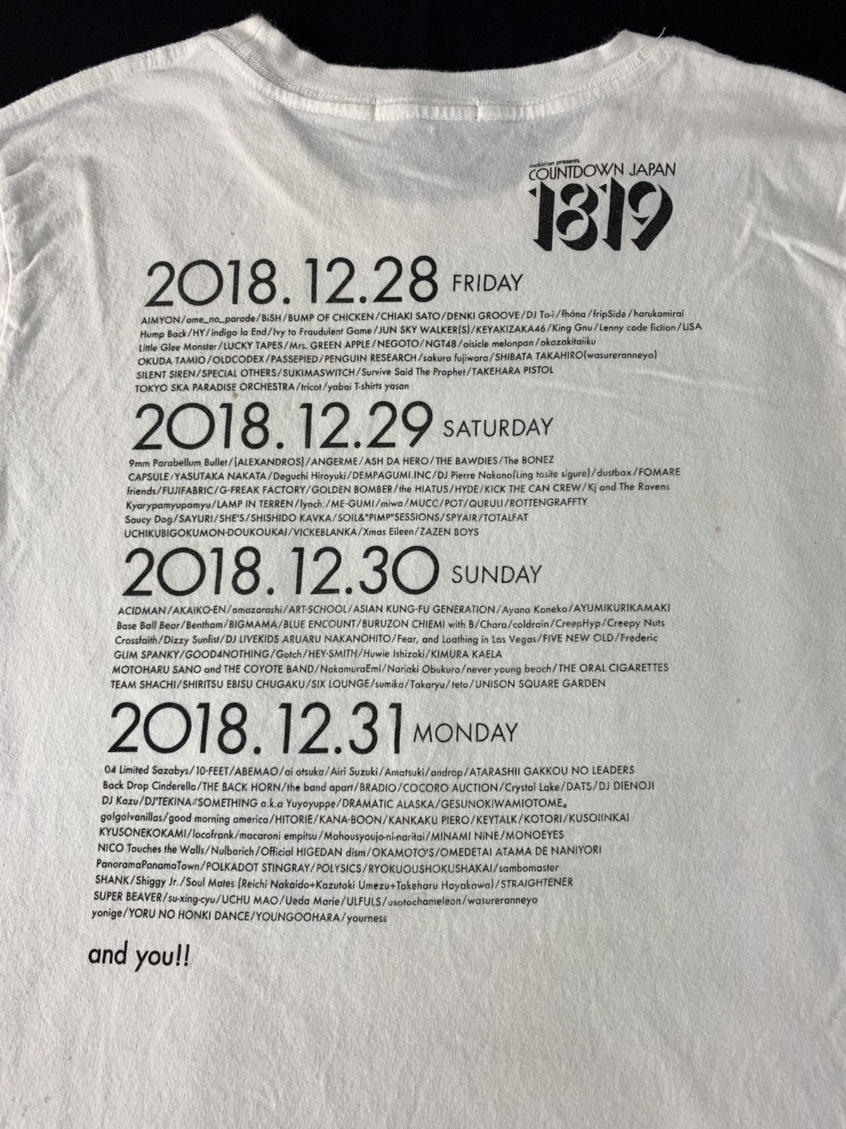 Japanese Brand Countdown Japan 1819 Rock n Roll Tour 18 Band List Side Tape Size US S / EU 44-46 / 1 - 5 Thumbnail