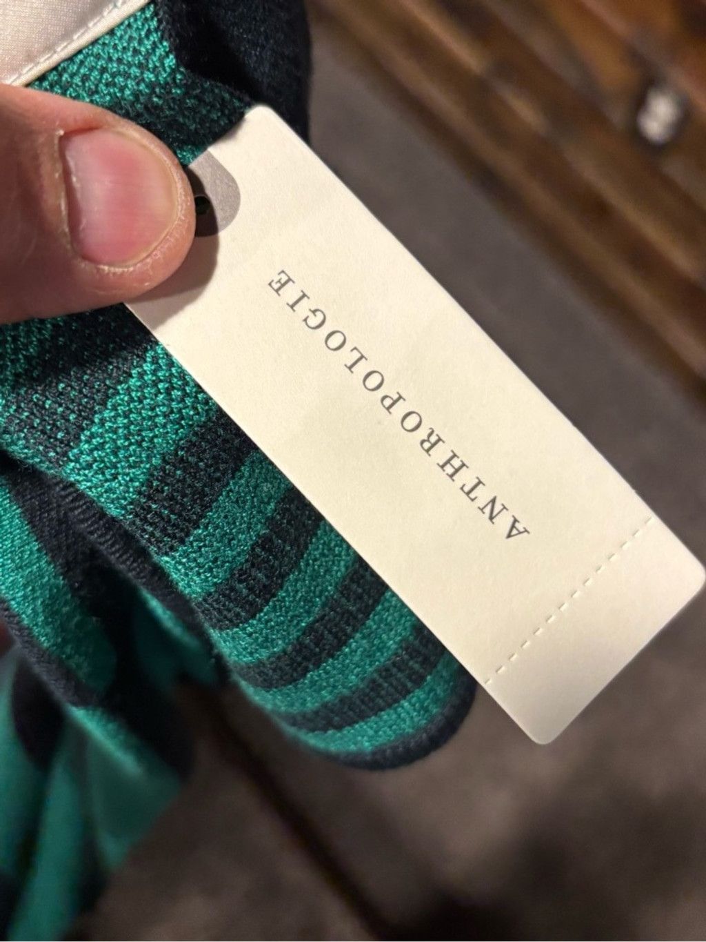 Anthropologie Maeve Black and Green Striped Sleeveless Polo Dress Size L / US 10 / IT 46 - 6 Thumbnail