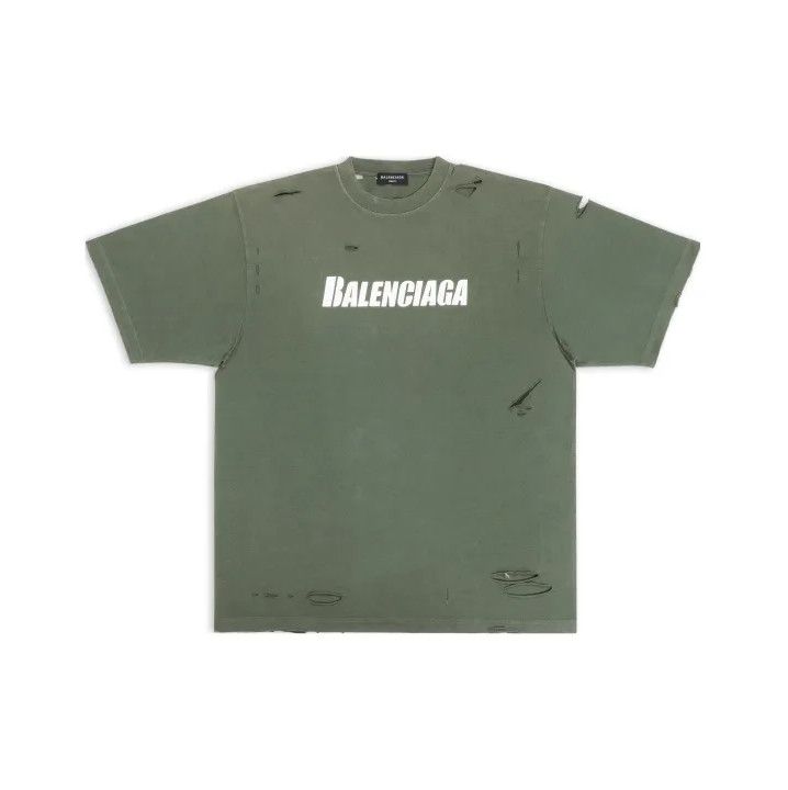 Balenciaga Balenciaga SS22 Destroyed Green Graphic T-Shirt Size US S / EU 44-46 / 1 - 1 Thumbnail