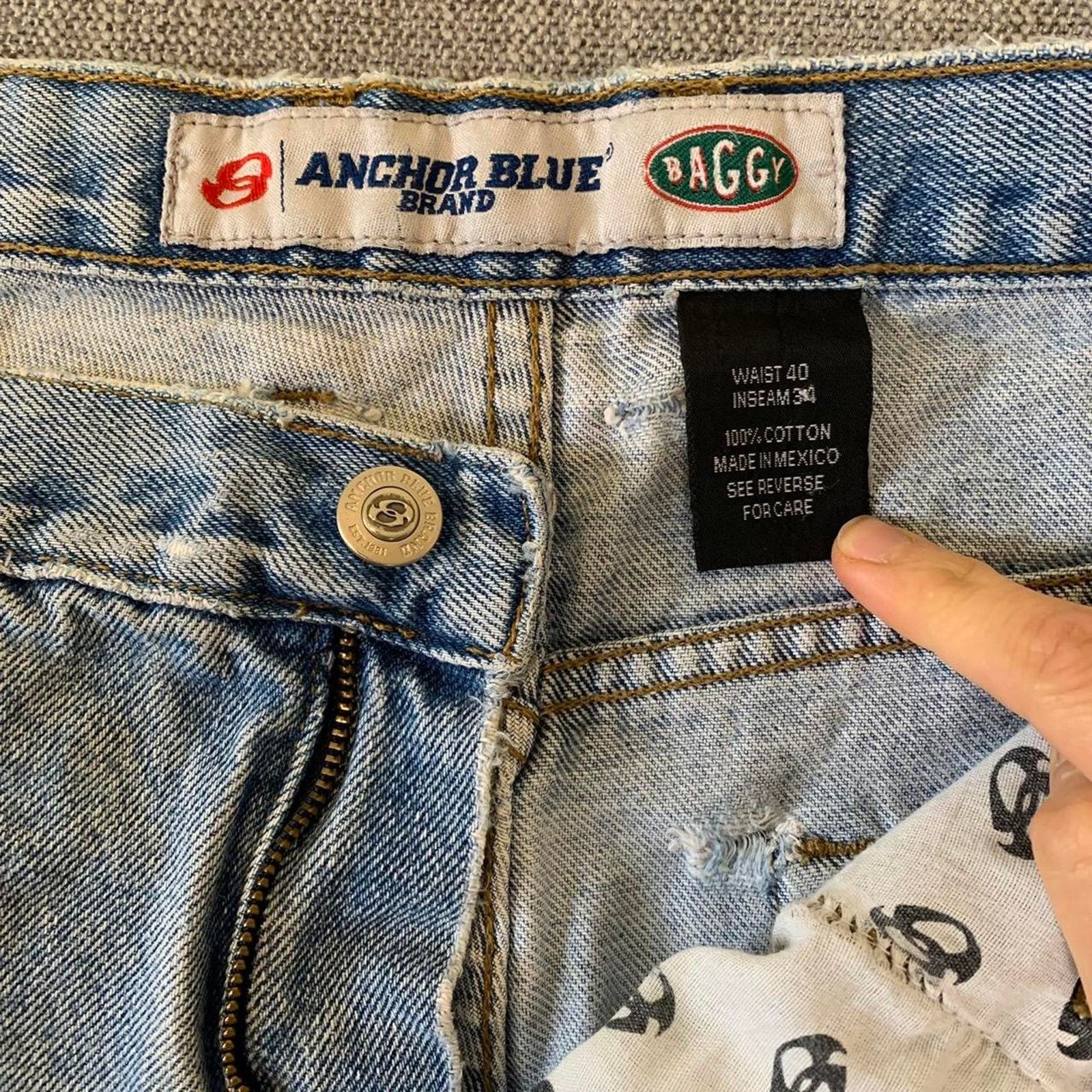 Anchor Blue Y2K Anchor blue Baggy Faded Denim Jeans Size US 39 - 6 Thumbnail