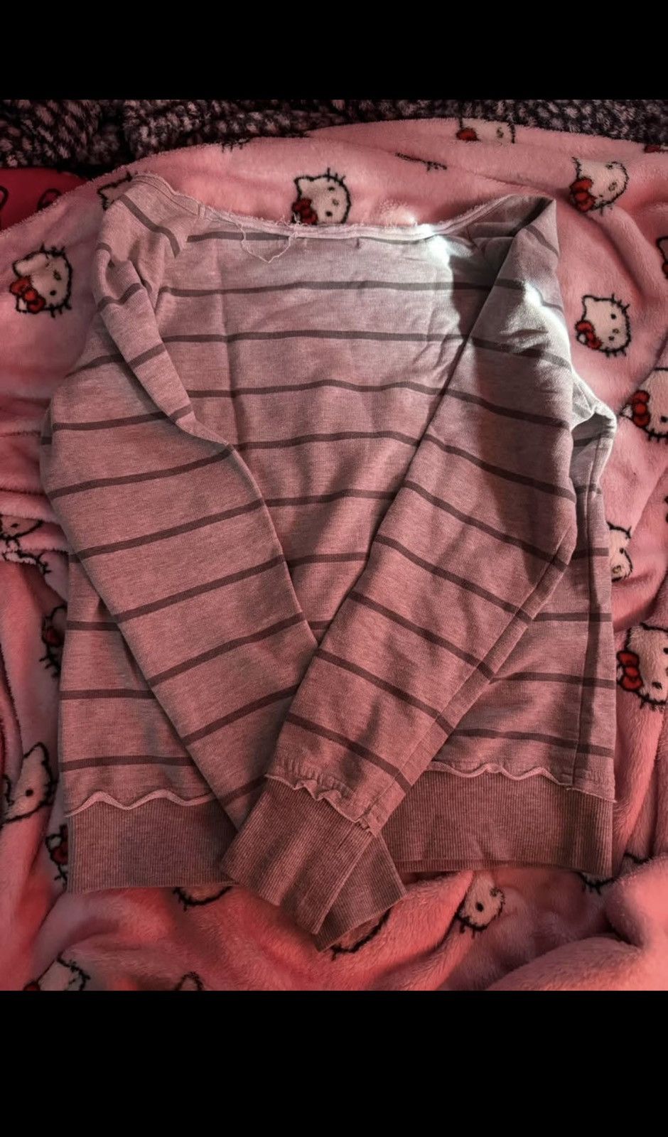 Other Self Esteem Women's Gray Striped Graphic Pullover Sweater Size S / US 4 / IT 40 - 4 Thumbnail