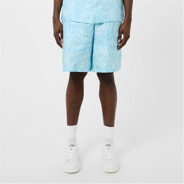 Versace o1g2r1mq0824 Barocco Silk Shorts in Pale Blue Size US 30 / EU 46 - 3 Thumbnail
