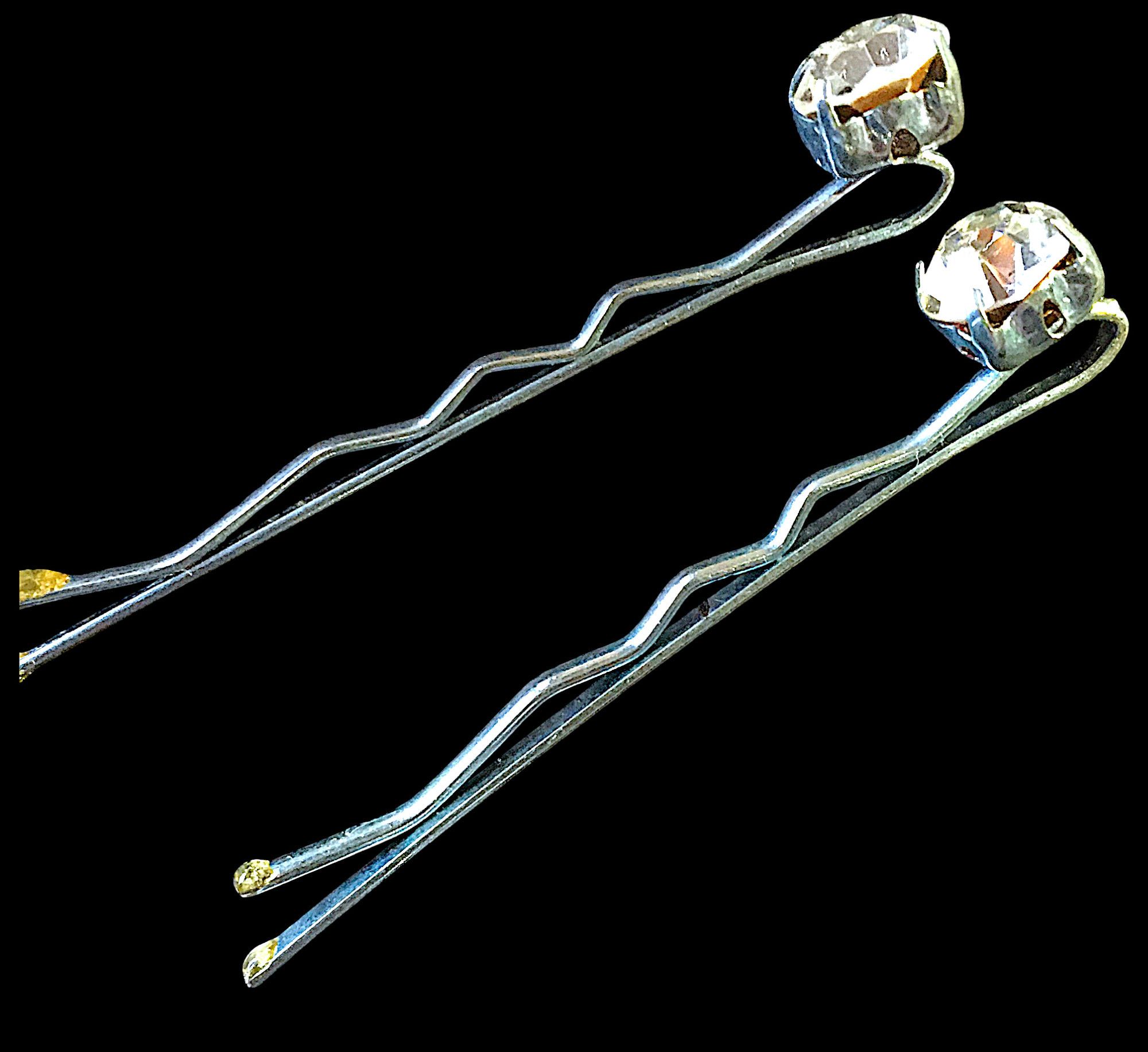 Other Antique Silver-Tone Hairpins with Faceted Rhinestones Size ONE SIZE - 5 Thumbnail