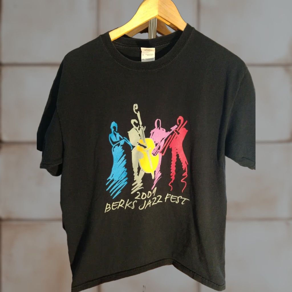 Vintage VINTAGE Berks Jazz Fest Music T Shirt L Men Black Cotton 2009 Jazz Print Back 100% Gildan Ultra Cotton Size US L / EU 52-54 / 3 - 1 Thumbnail