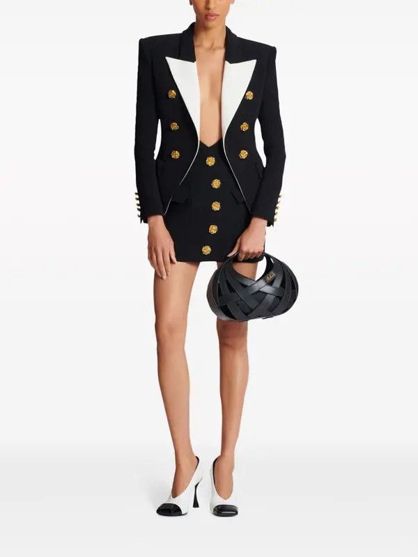 Balmain o1s1wg110825 Two Tone Blazer in Black Size XL / US 12-14 / IT 48-50 - 2 Thumbnail