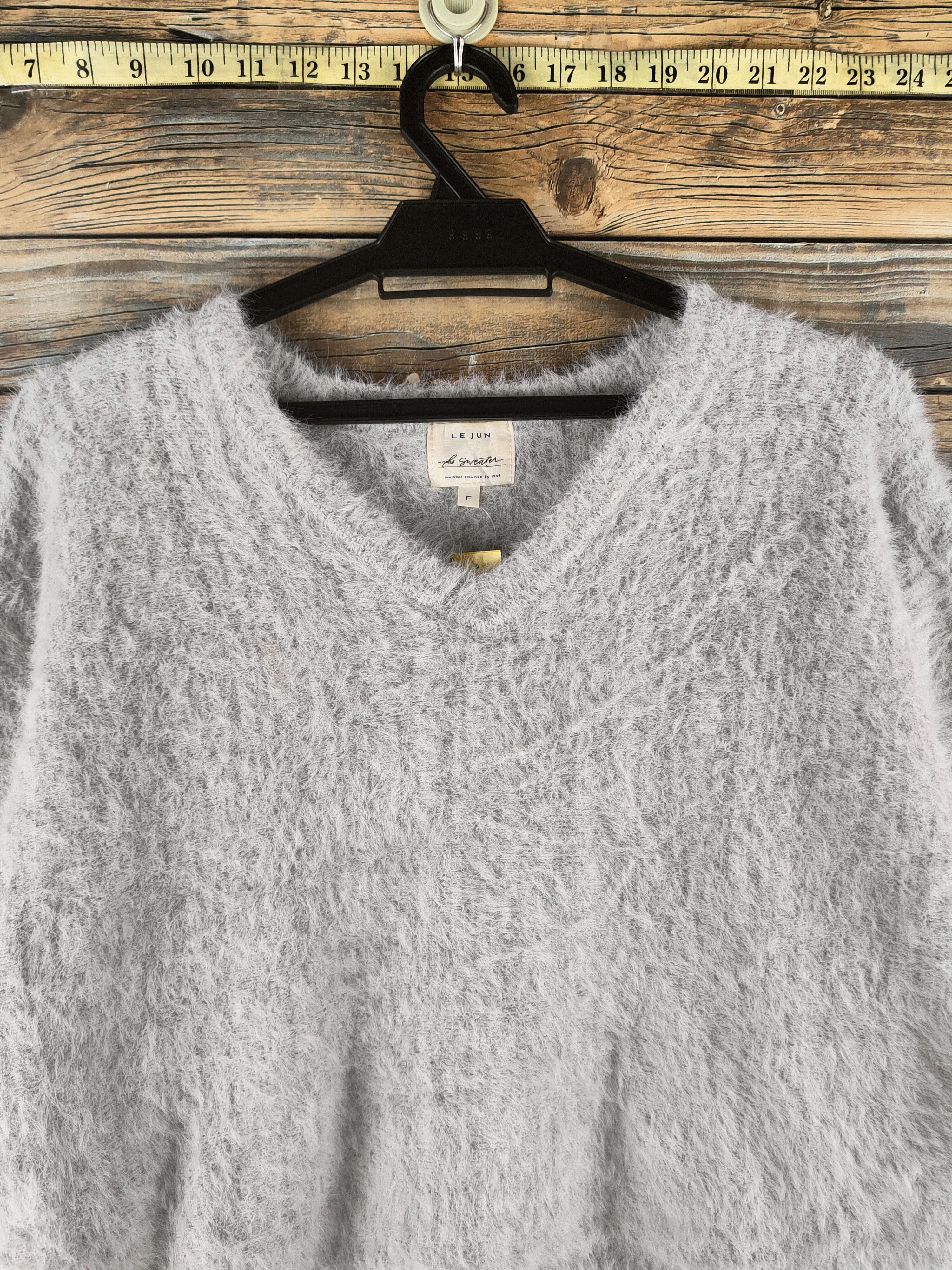 Japanese Brand DL Lejun Gray Fur Mohair Knitwear #46-967 Size L / US 10 / IT 46 - 2 Thumbnail