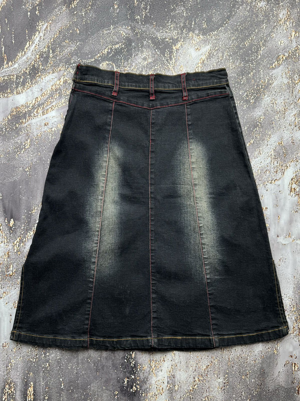 Vintage Vintage Worn Denim Midi Skirt Size 26" / US 2 / IT 38 - 7 Thumbnail