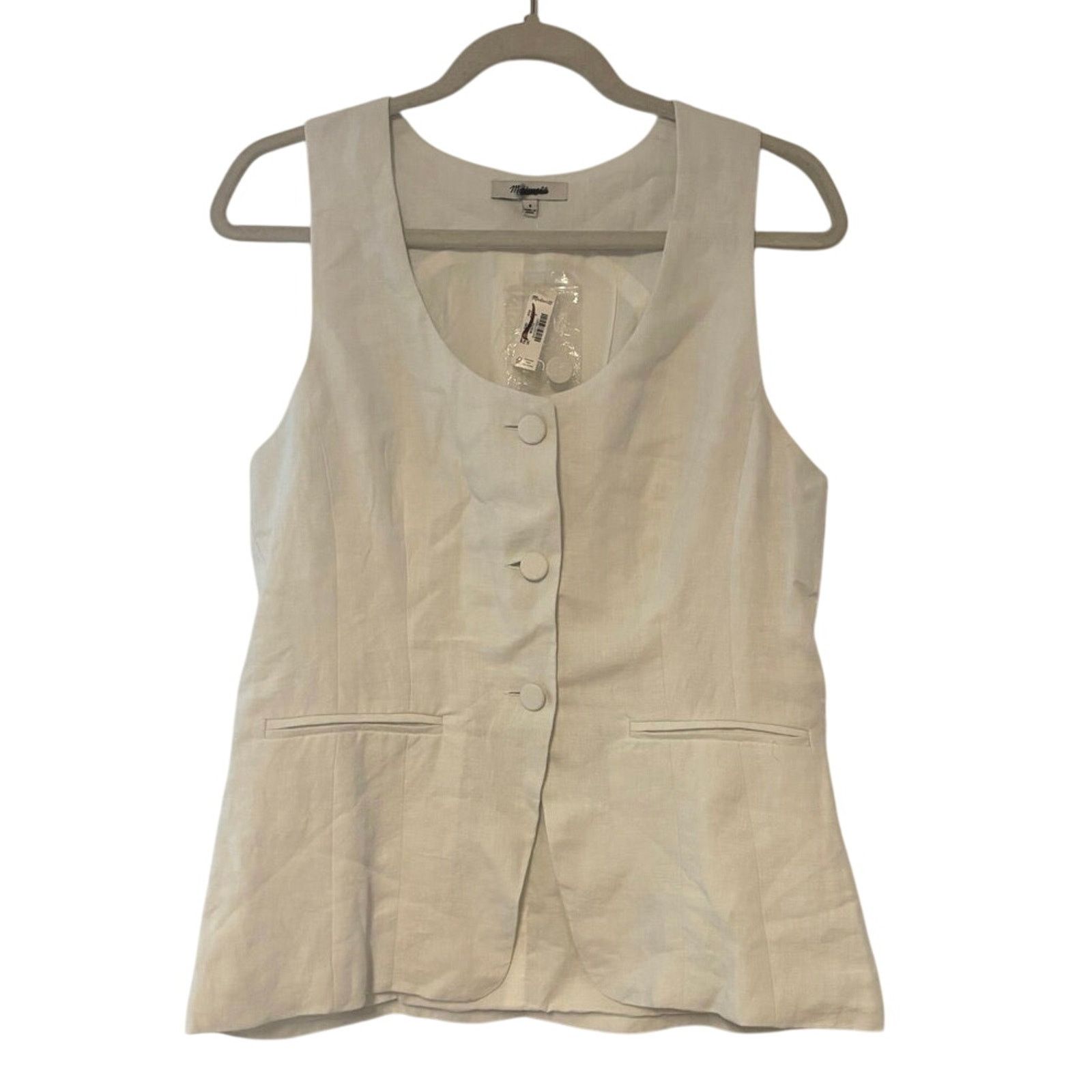 Madewell NWT Madewell Scoopneck Cutaway Linen Vest In White Size 8 Size M / US 6-8 / IT 42-44 - 5 Thumbnail