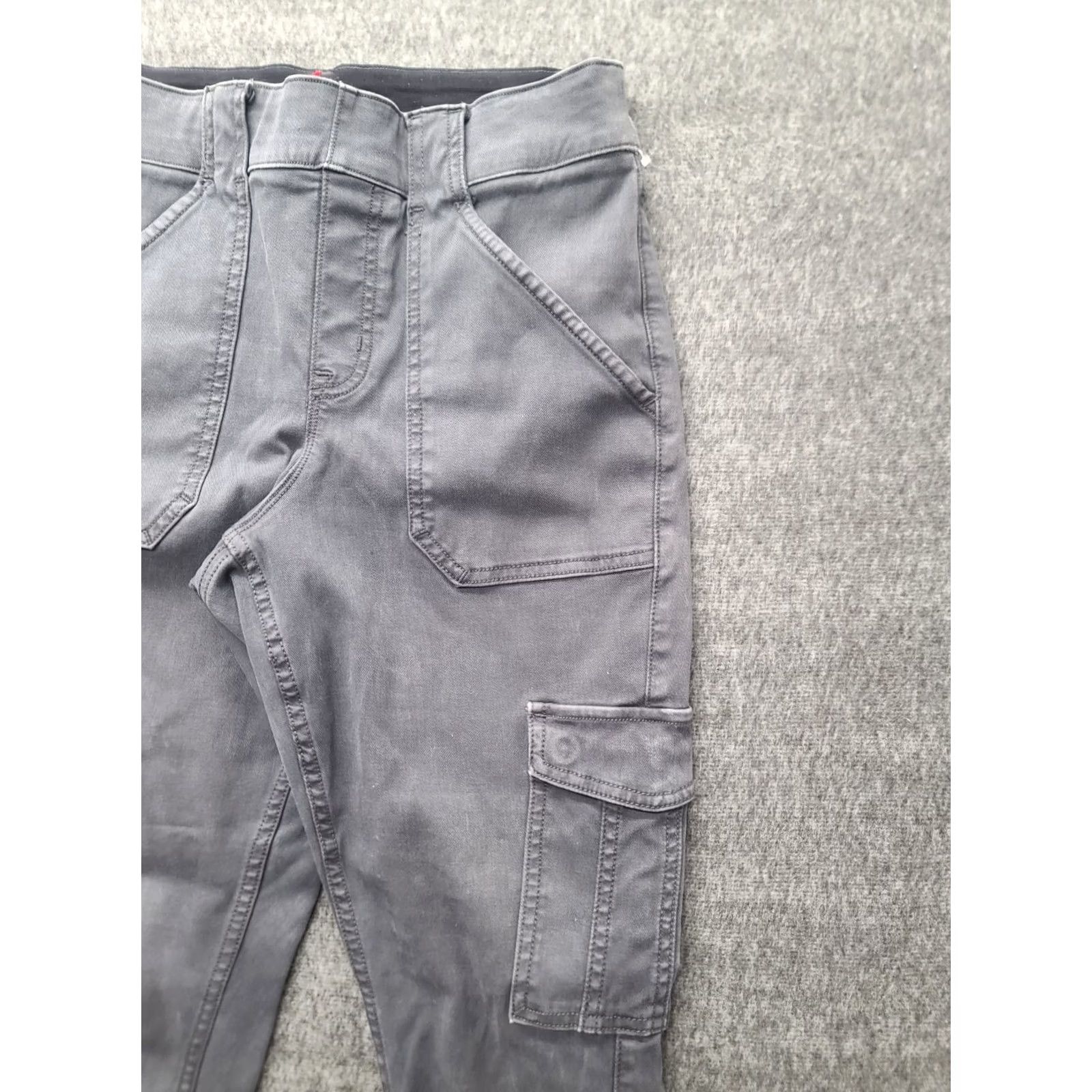 Spanx Spanx Jeans Womens M Regular Cargo Stretch Ankle High Rise 26 Inseam Pockets Black Denim Cotton Polyester Spandex Skinny Slimming Comfort Distressed Size 32" / US 10 / IT 46 - 6 Thumbnail