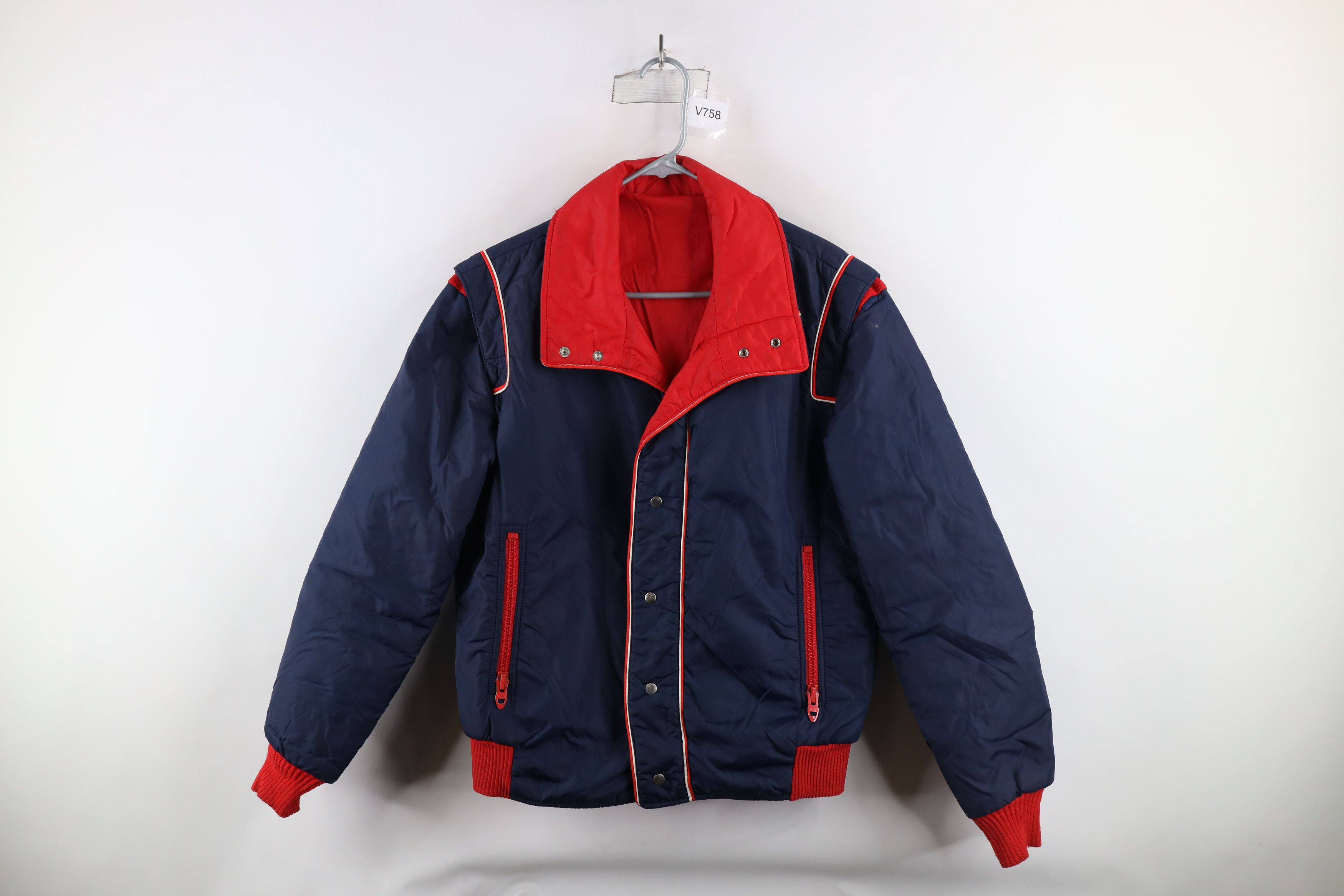 Vintage Vintage 70s Streetwear Striped Winter Puffer Jacket Blue Size US M / EU 48-50 / 2 - 1 Thumbnail