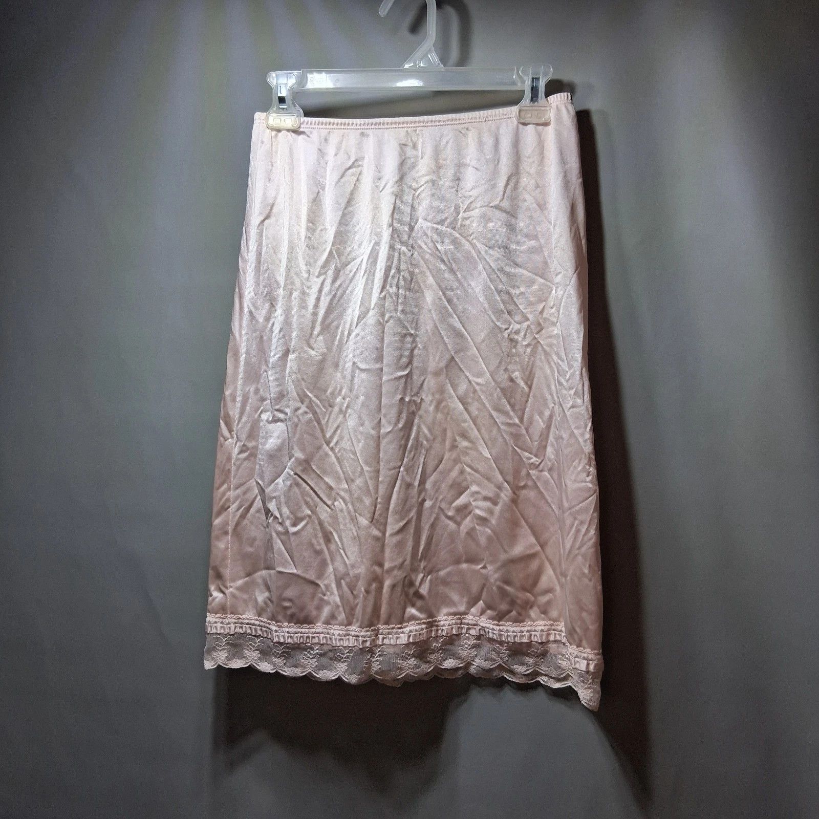 Other 1970s Formfit Solid Pink Lace Trim Half Slip – Size Medium Size 23" - 3 Thumbnail