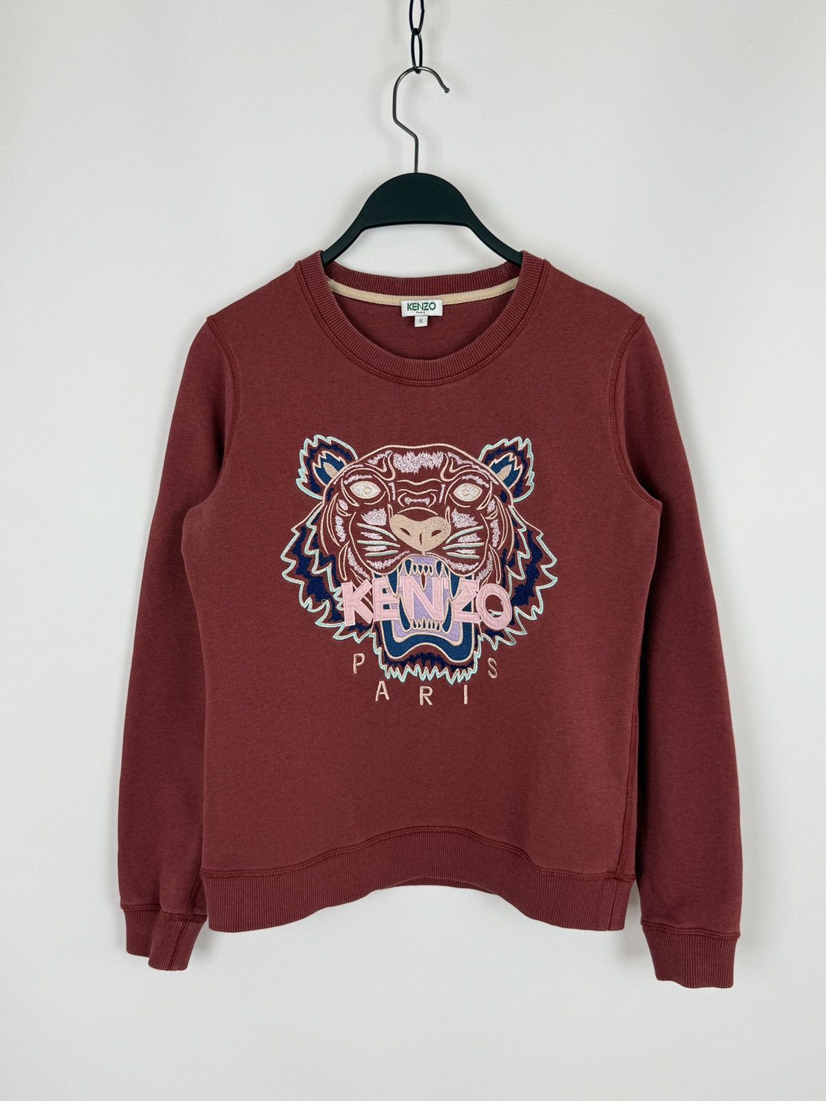Kenzo Kenzo Paris Maroon Tiger Embroidered Big Logo Sweatshirt S Size S / US 4 / IT 40 - 3 Thumbnail