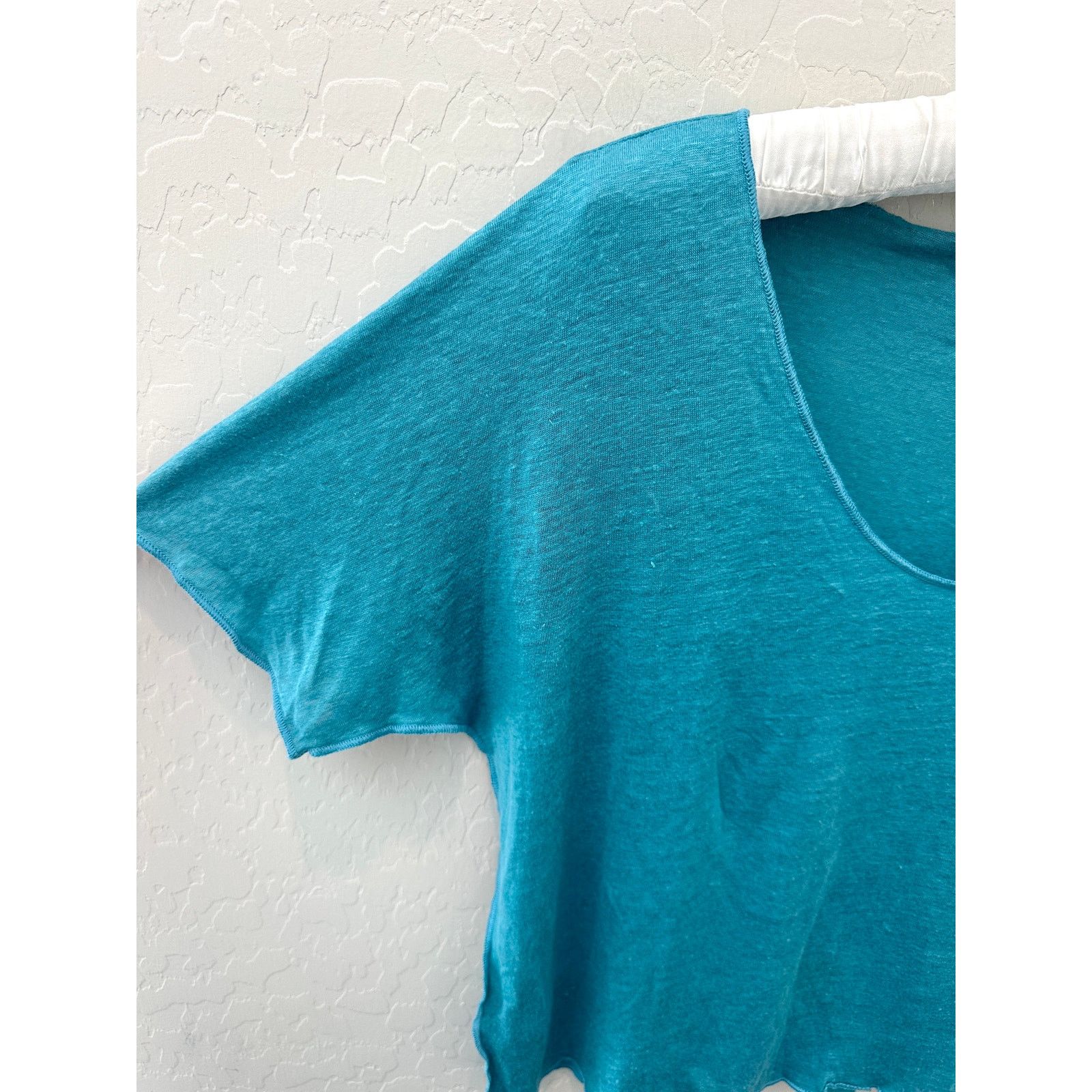 Lou & Grey LOU & GREY | Linen Blue Scoop Neck Short Sleeve Cropped Tee Size M / US 6-8 / IT 42-44 - 3 Thumbnail