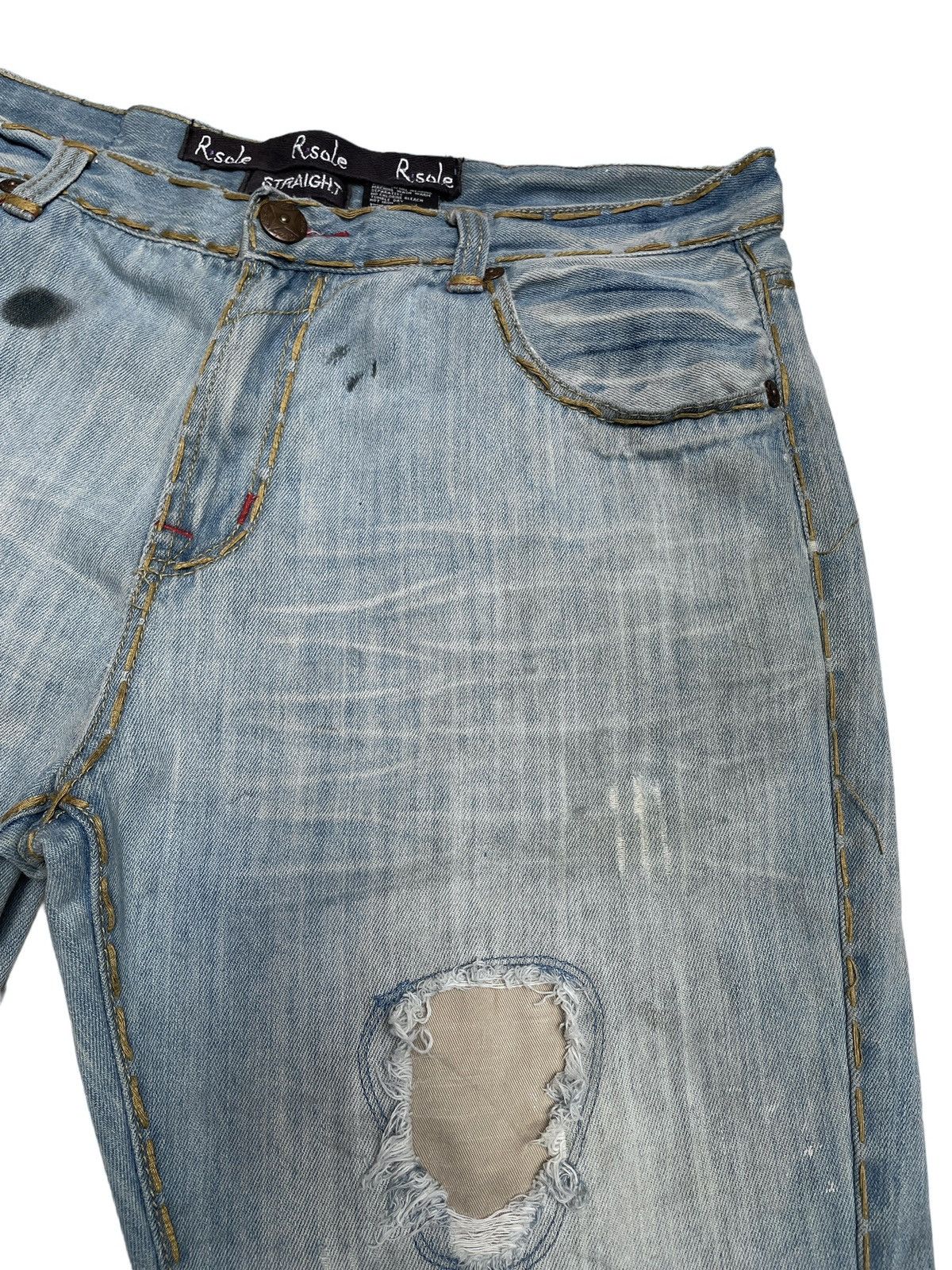 If Six Was Nine × Japanese Brand Rare Design Vintage Brand R.Sole Ripped Baggy Jeans 2000s Size US 37 - 4 Thumbnail