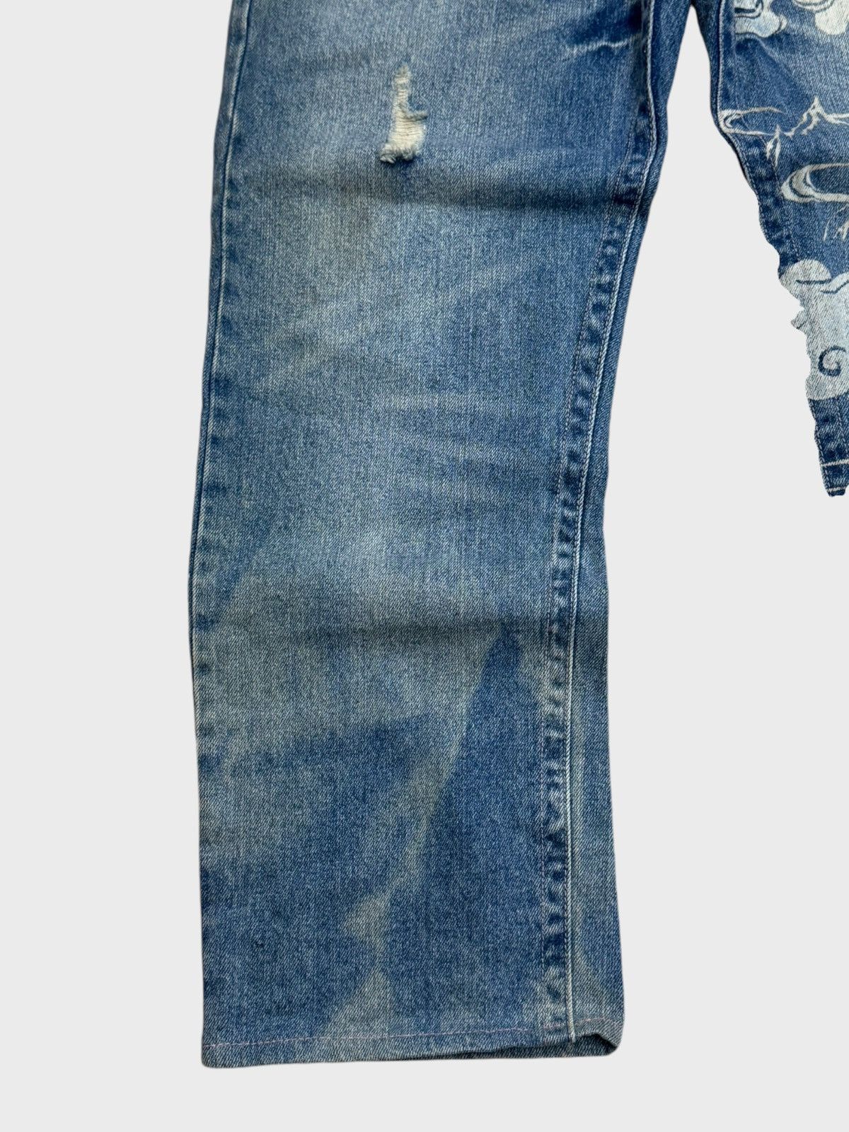 Japanese Brand VINTAGE KARAKURI TAMASHI TRADITION DRAGON ACID WASH DENIM Size US 32 / EU 48 - 7 Thumbnail