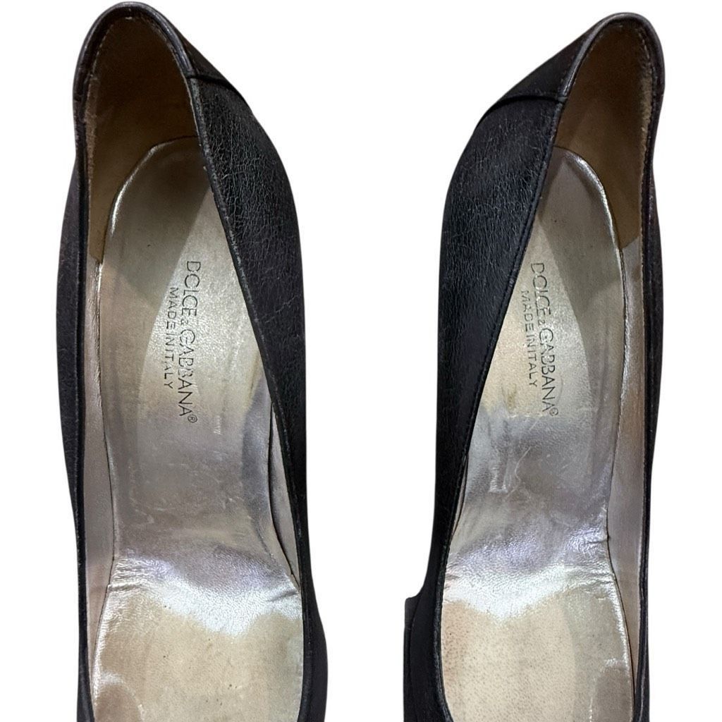 Dolce & Gabbana DOLCE & GABBANA Black High Heel Leather Court Pumps D&G Kitt Size US 9.5 / IT 39.5 - 5 Thumbnail