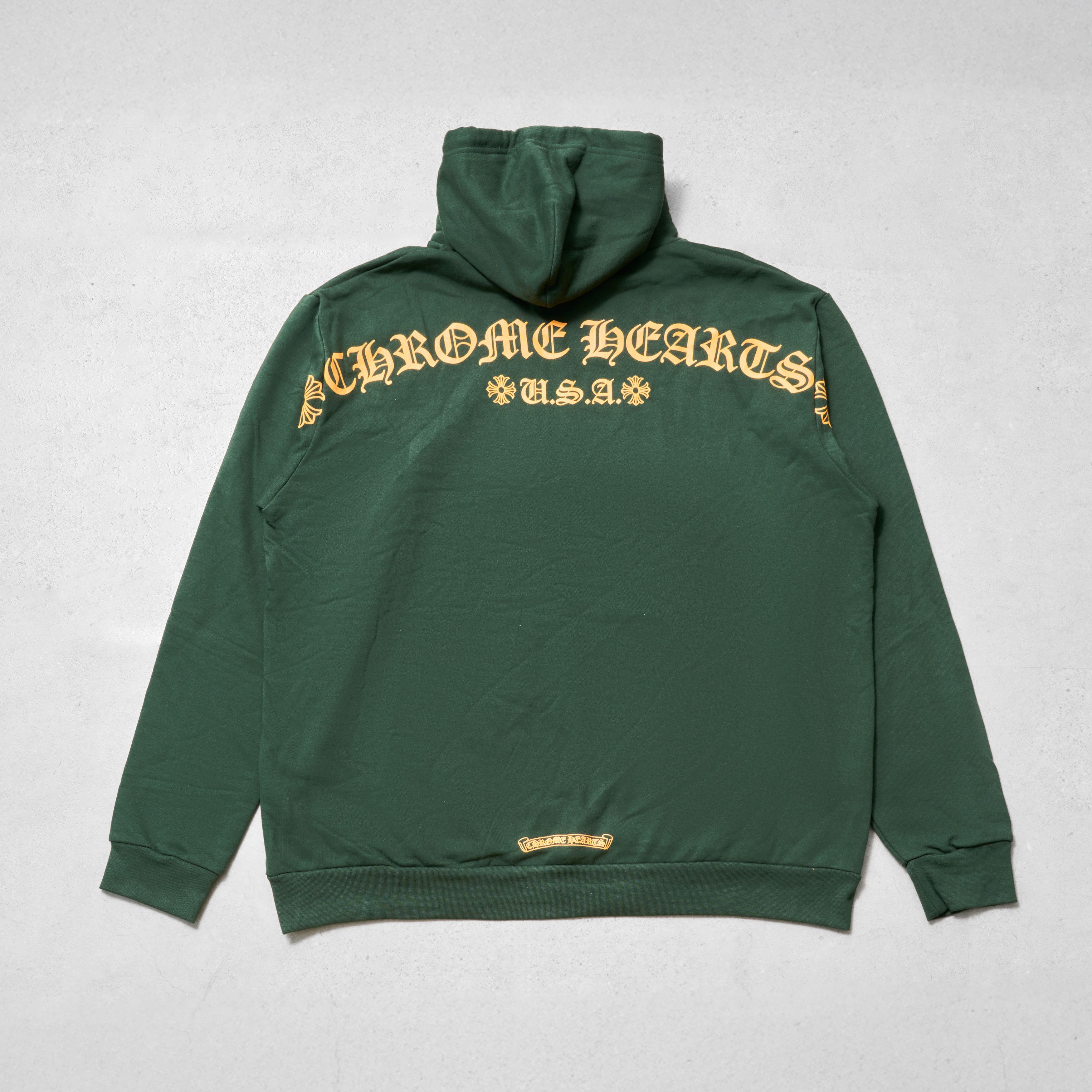 Chrome Hearts CHROME HEARTS USA Script Logo Green Pullover Hoodie Size US L / EU 52-54 / 3 - 1 Thumbnail