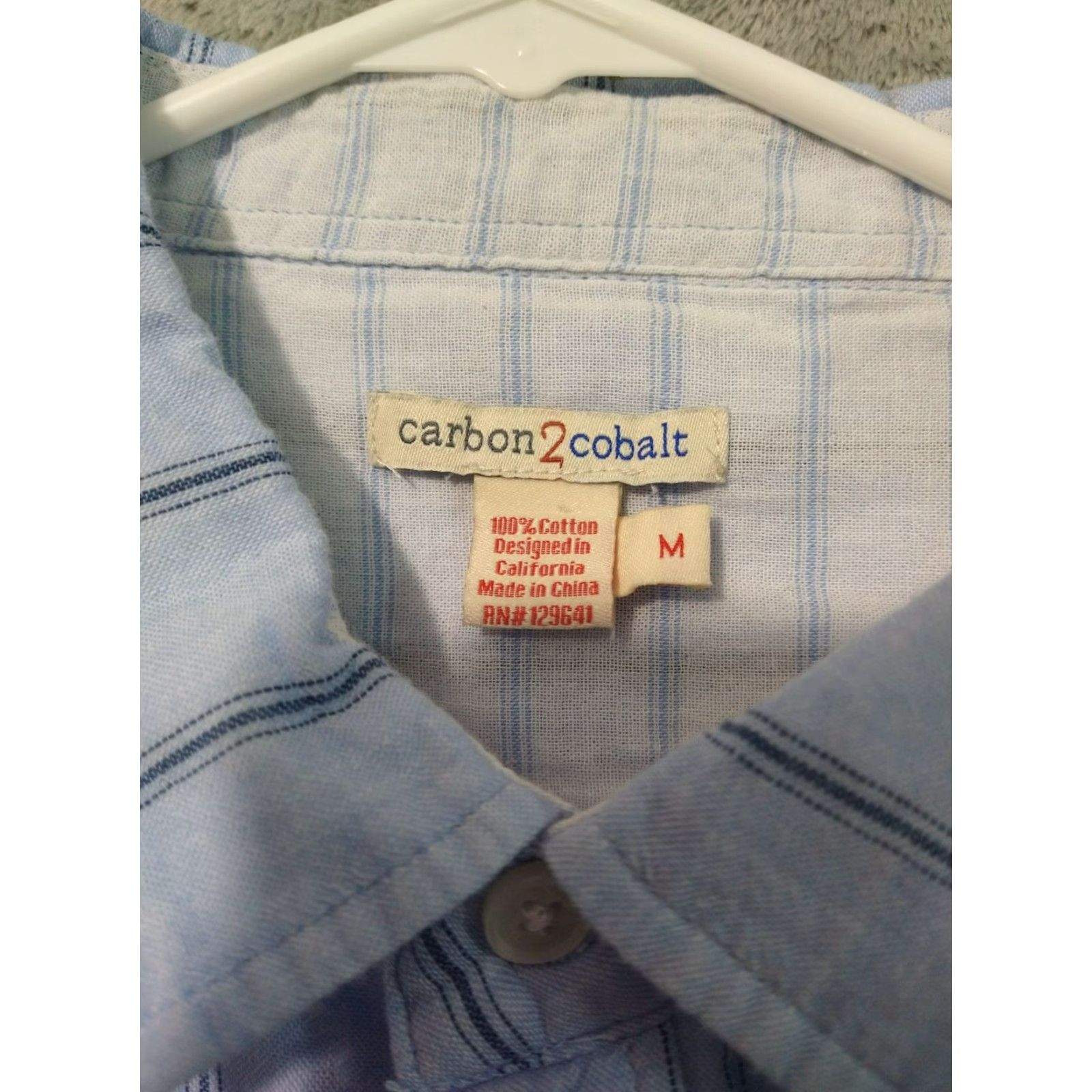 Carbon2Cobalt Carbon 2 Cobalt Shirt Mens M Blue Striped Flannel Long Sleeve Button Up Size US M / EU 48-50 / 2 - 7 Thumbnail