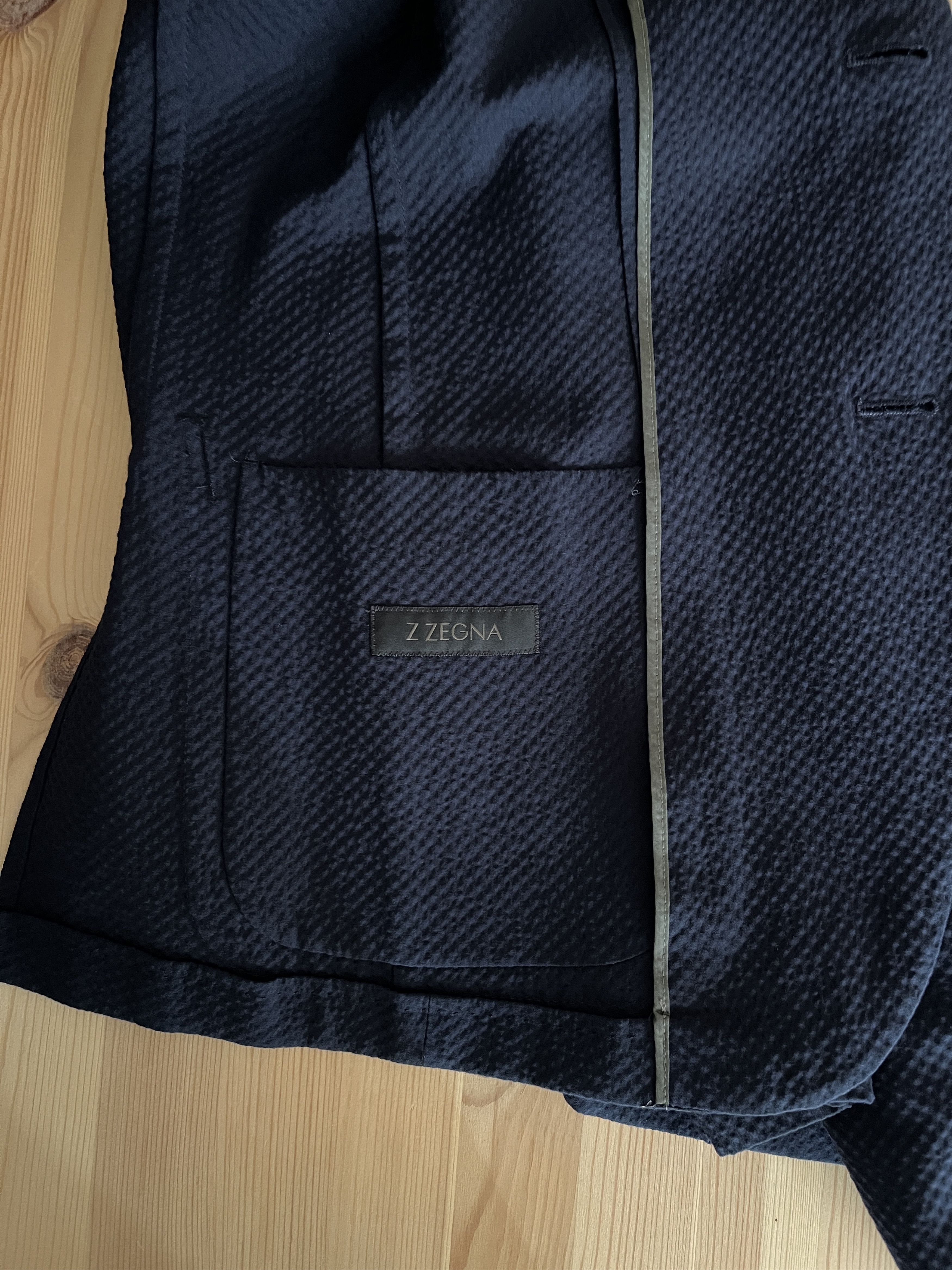 Z Zegna Z Zegna Navy Lightweight textured blazer / Shirt Jacket, 37 Size 38S - 6 Thumbnail