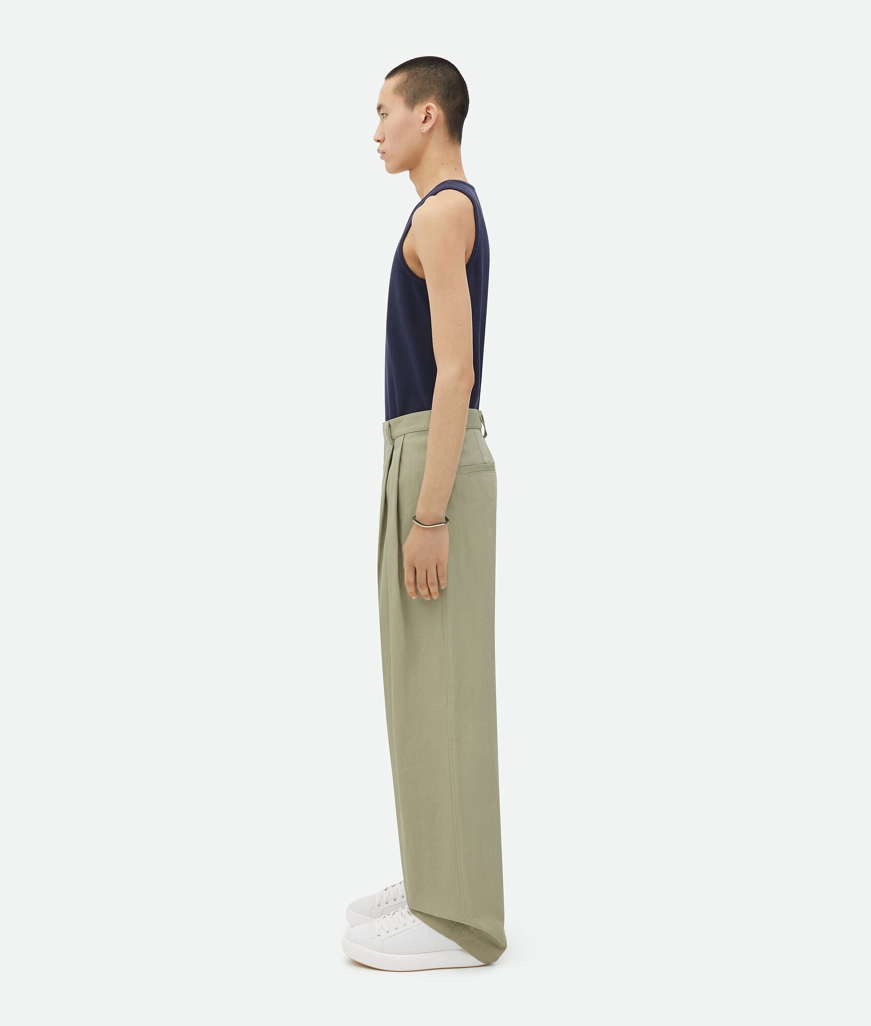 Bottega Veneta o1n1vont1224 Wide Leg Cotton Twill Chino Trousers Green Size US 34 / EU 50 - 2 Thumbnail