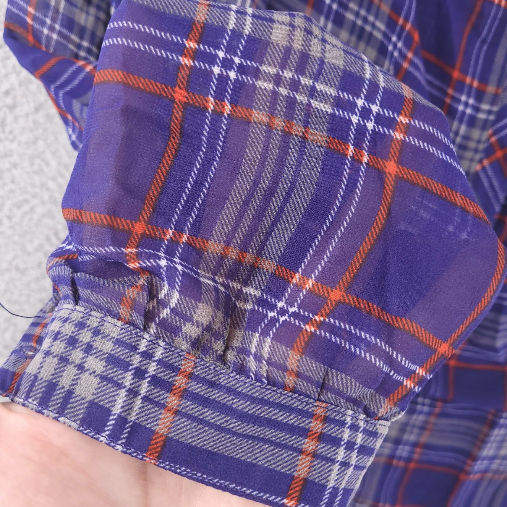 Merona Merona Blouse Shirt Womens Small Purple Sheer Plaid Popover Knit? Size S / US 4 / IT 40 - 3 Thumbnail