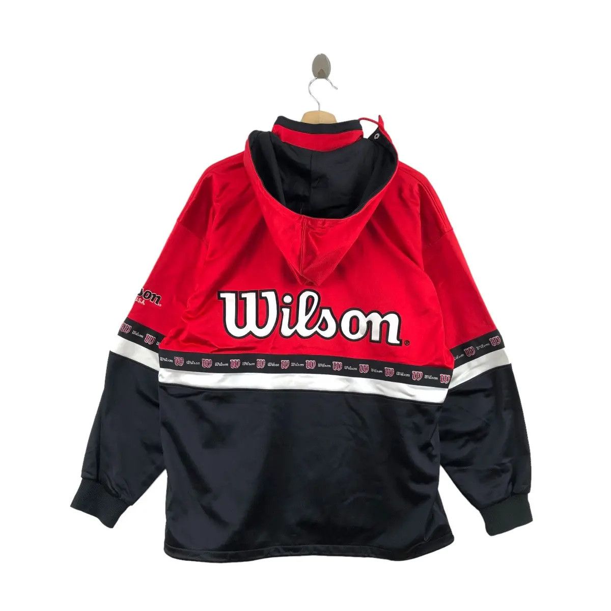 Vintage Vtg 90’ WILSON USA TENNIS Big Logo Side Tape Hoodie Zipper Size US XXL / EU 58 / 5 - 6 Thumbnail