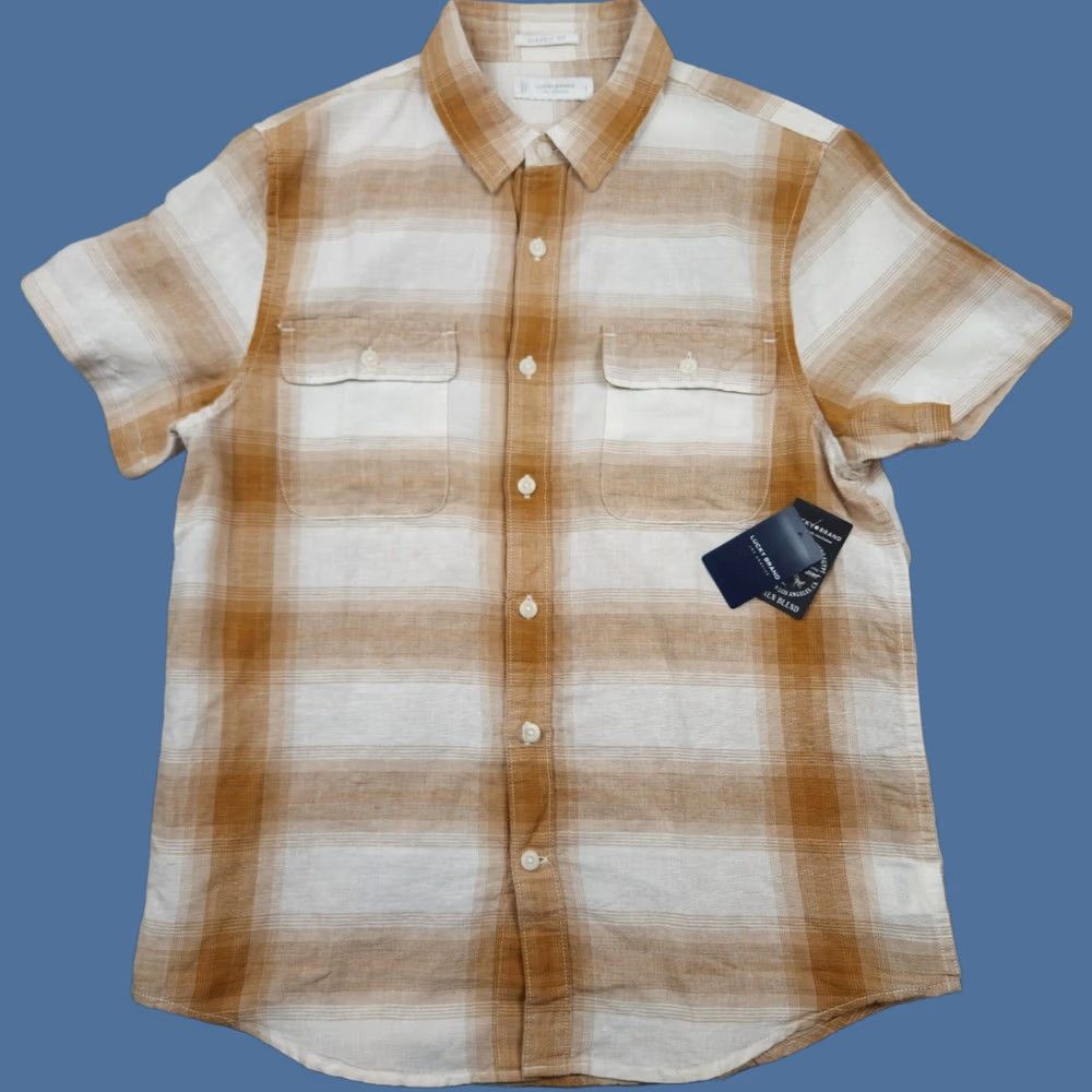 Lucky Brand Lucky Brand Shirt Mens Small Gold Plaid Short Sleeve Button Up Classic Fit Size US S / EU 44-46 / 1 - 1 Thumbnail