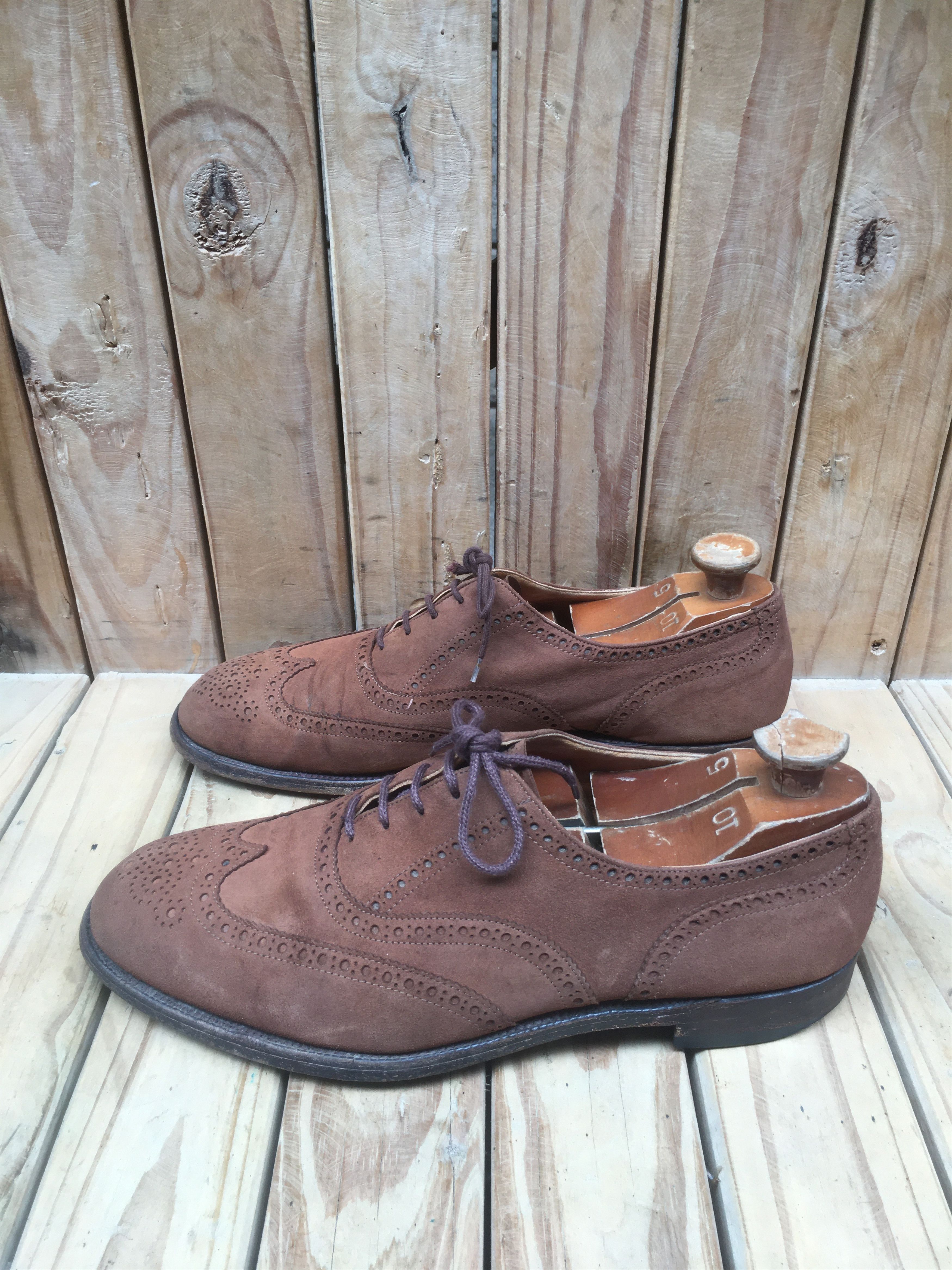 Tricker's Trickers Full Wing Tip suede Brown Mens Dress Shoes USA 11 Size US 11 / EU 44 - 10 Thumbnail