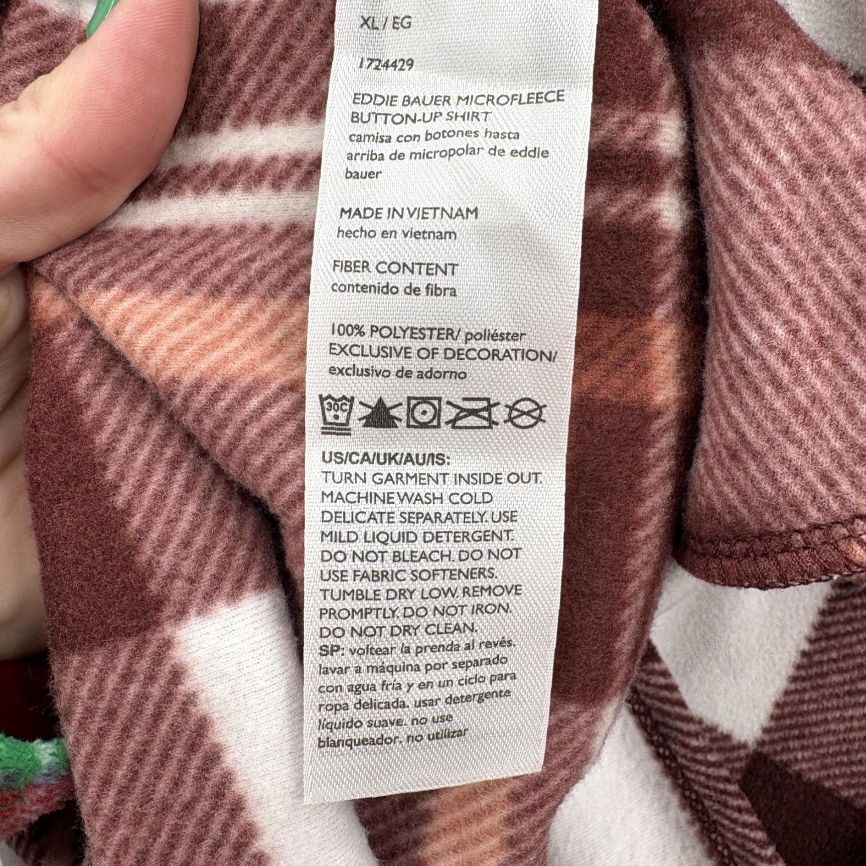 Eddie Bauer Eddie Bauer Button-Up Shirt Womens XL Brown Plaid Long Sleeve Microfleece Cozy Tight Fit Easy Care Size XL / US 12-14 / IT 48-50 - 7 Thumbnail