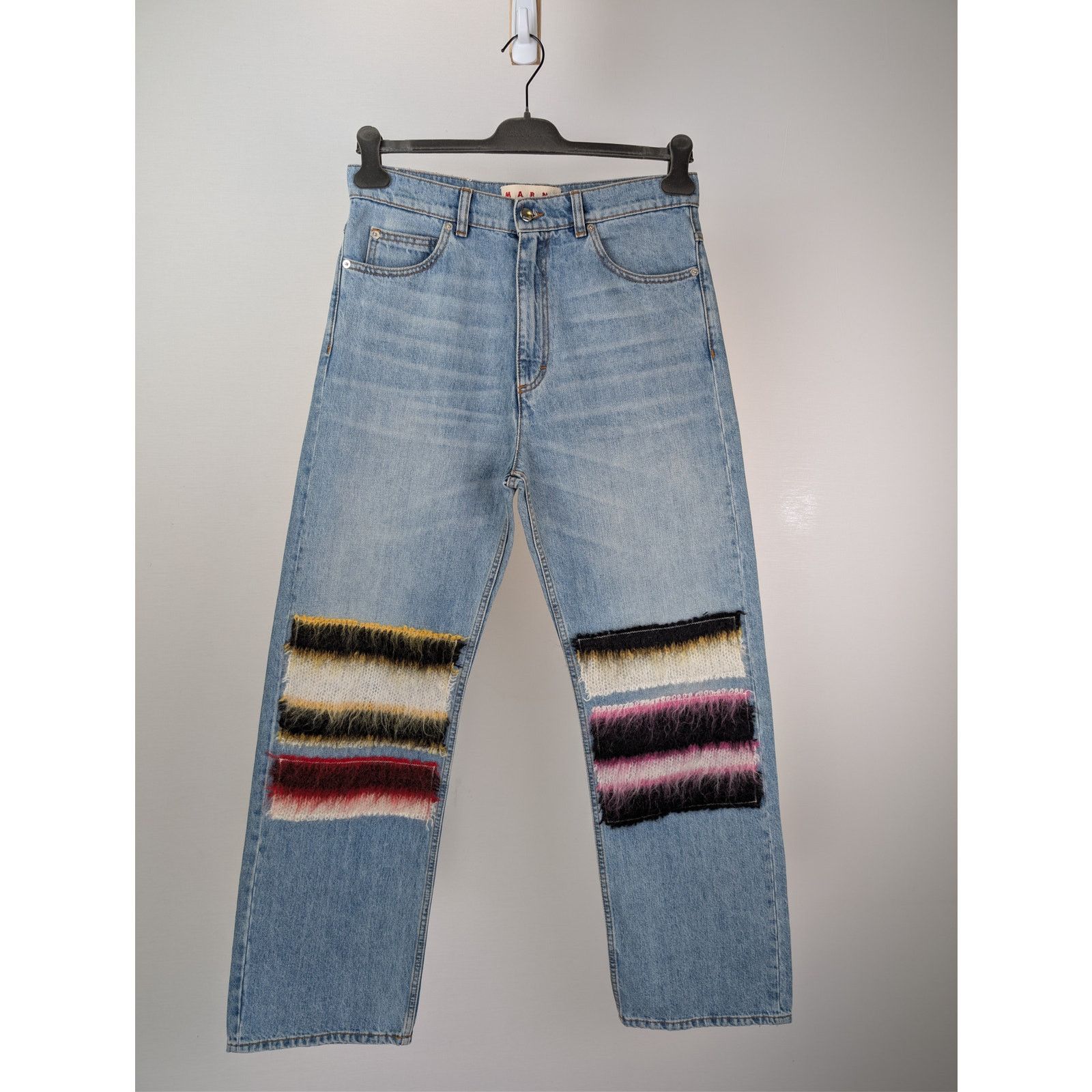 Marni o1rshd1 Embroidered Striped Patch Denim Jean Pants in Blue Size US 32 / EU 48 - 1 Thumbnail