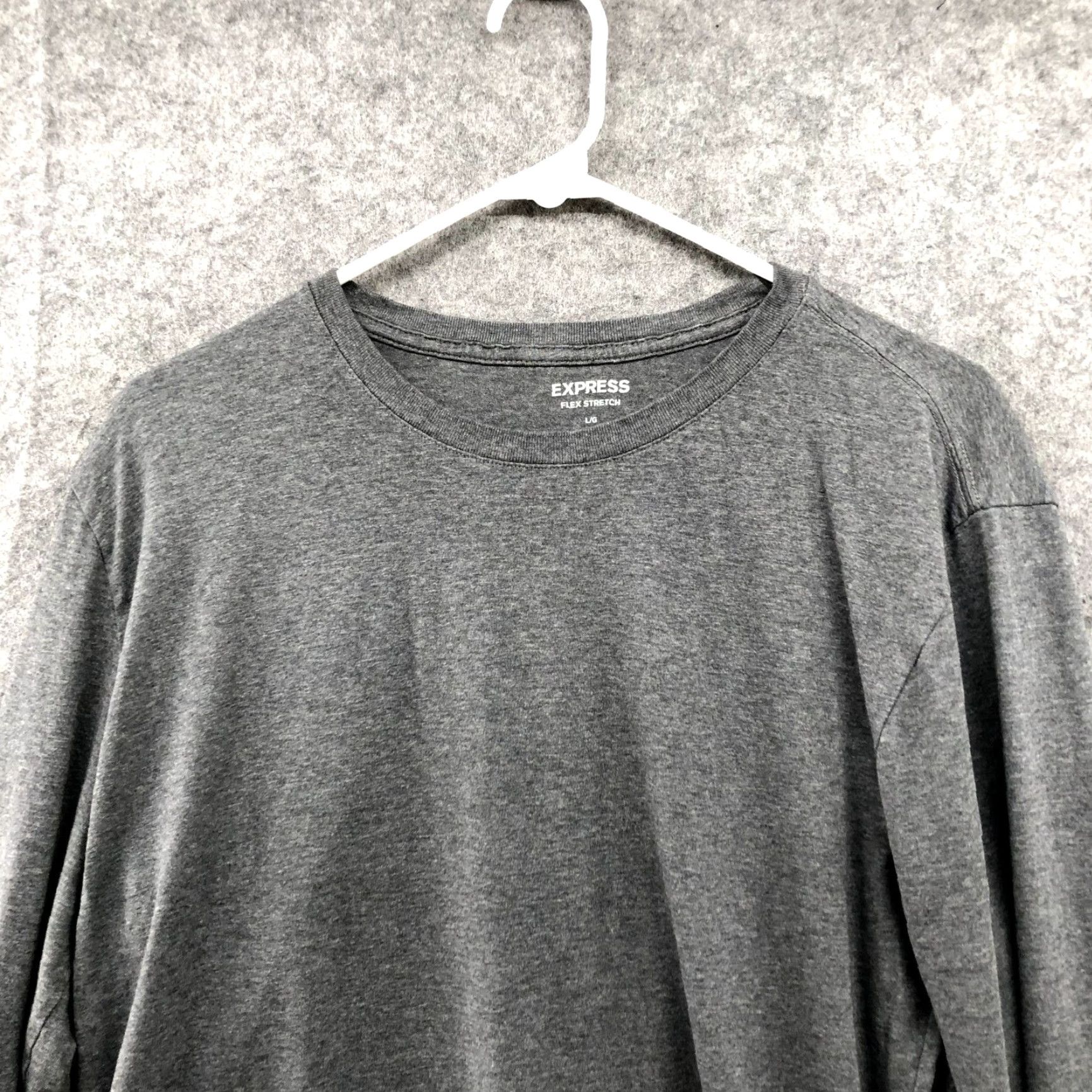 Express Express Shirt Mens L Gray Long Sleeve Crewneck Cotton Blend Stretch Size US L / EU 52-54 / 3 - 3 Thumbnail