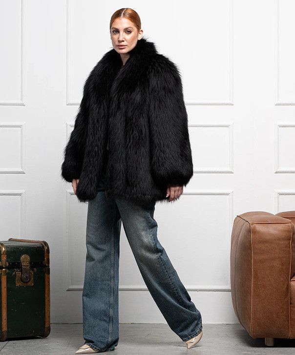 Other Women’s Black Fox Fur Coat Size L / US 10 / IT 46 - 2 Thumbnail