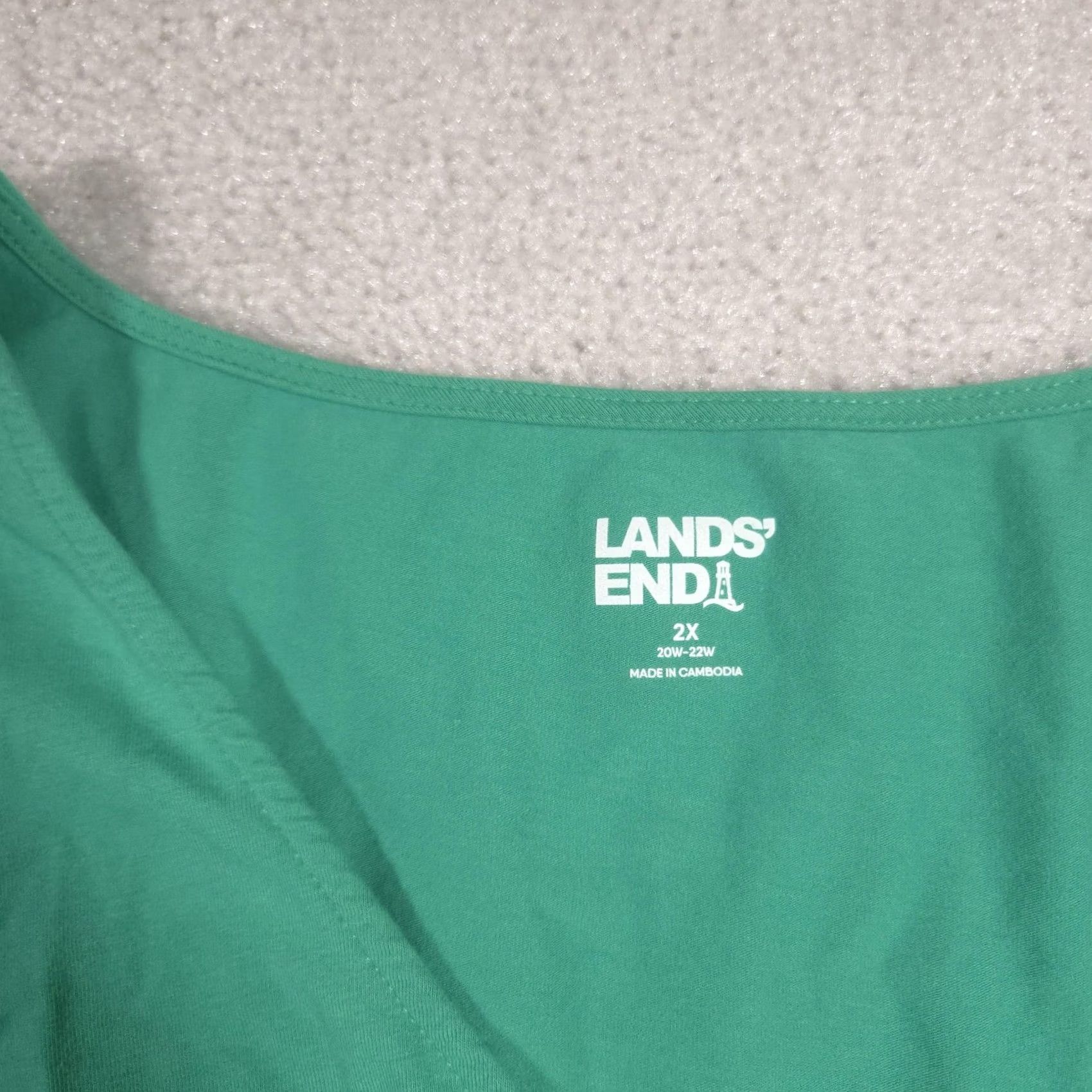 Lands' End Lands' End Dress Womens 2X Green V-Neck 3/4 Sleeve Jersey Pockets A-Line Size XXL / US 16-18 / IT 52-54 - 5 Thumbnail