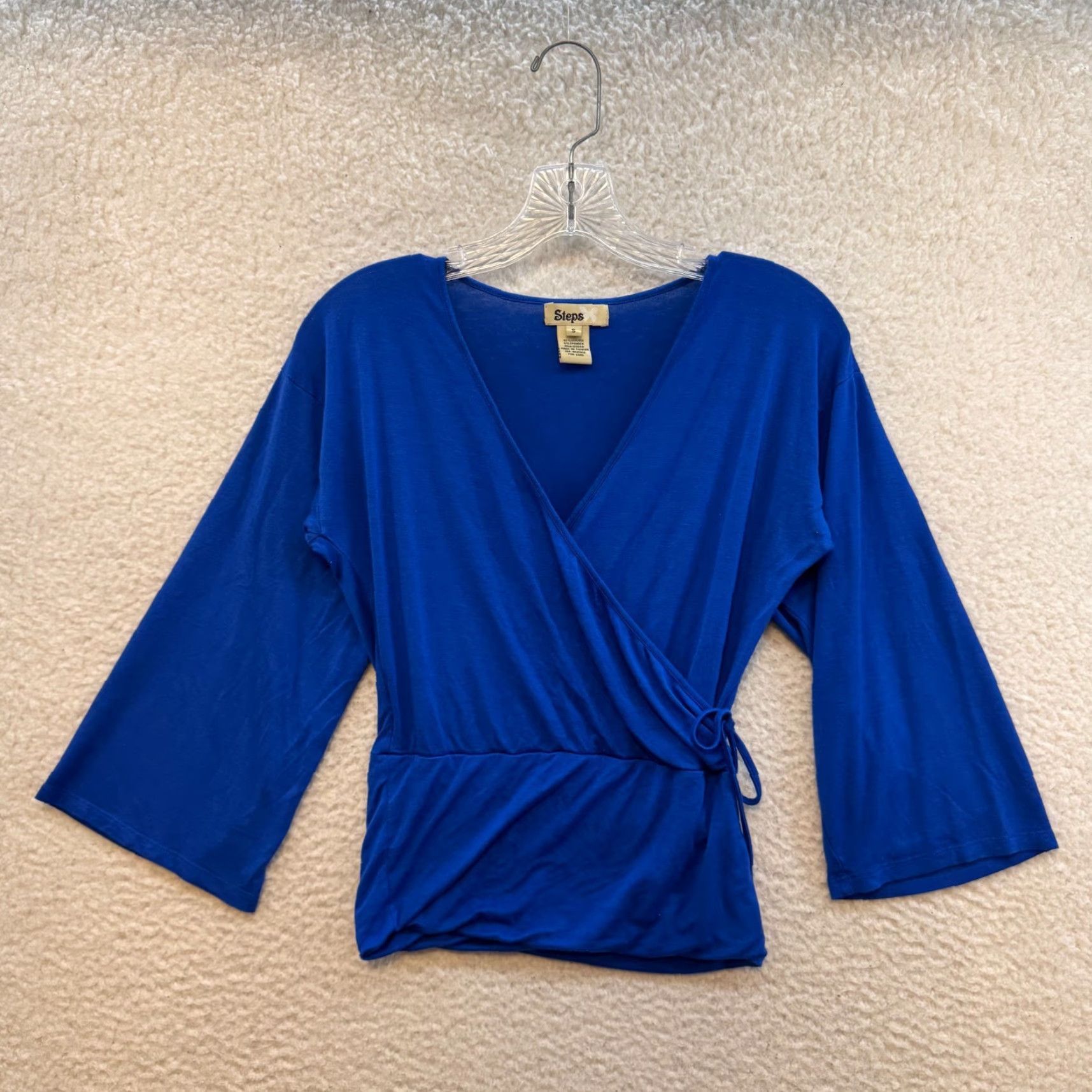 Vintage VINTAGE Steps Y2K Boho Bohemian Wrap Top Blouse Royal Blue Flare Sleeve Shirt M Adults Womens Blue Modern Boho 2000s Size M / US 6-8 / IT 42-44 - 2 Thumbnail